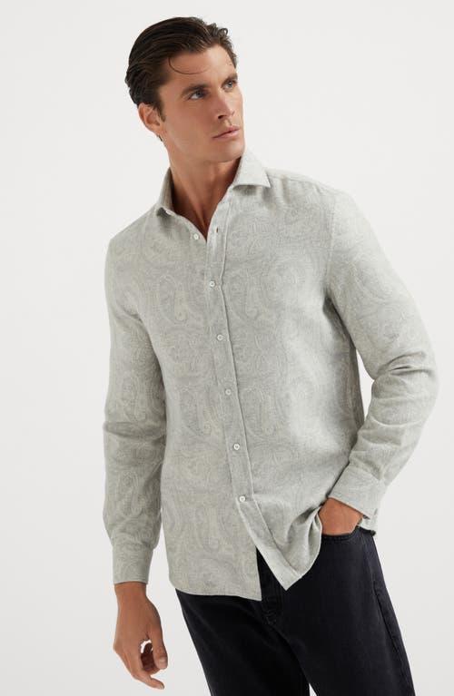 BRUNELLO CUCINELLI Paisley-print Shirt In Grey Product Image