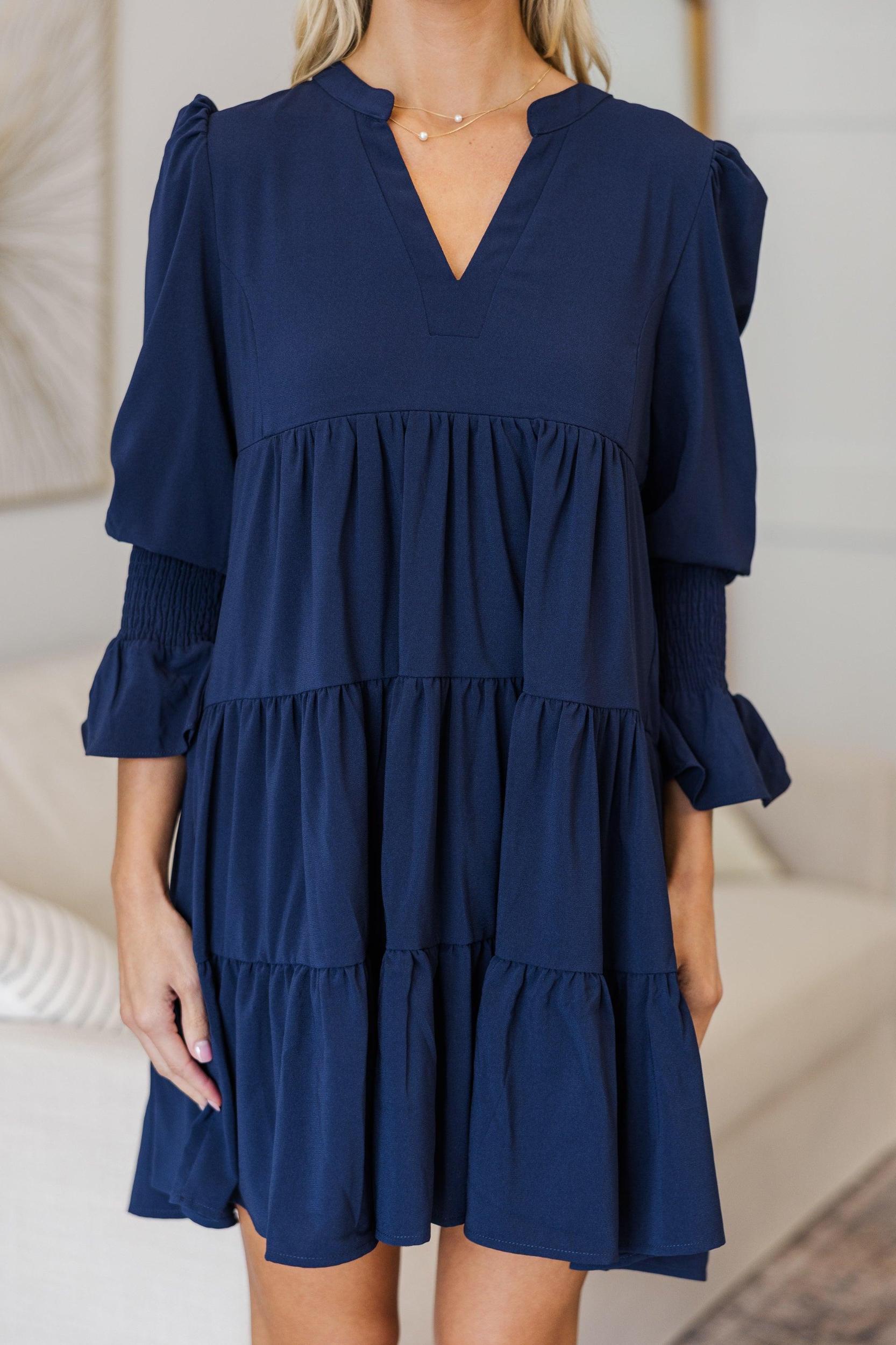 NURSING COLLECTION: In Your Happy Place Navy Blue Dress Female Product Image