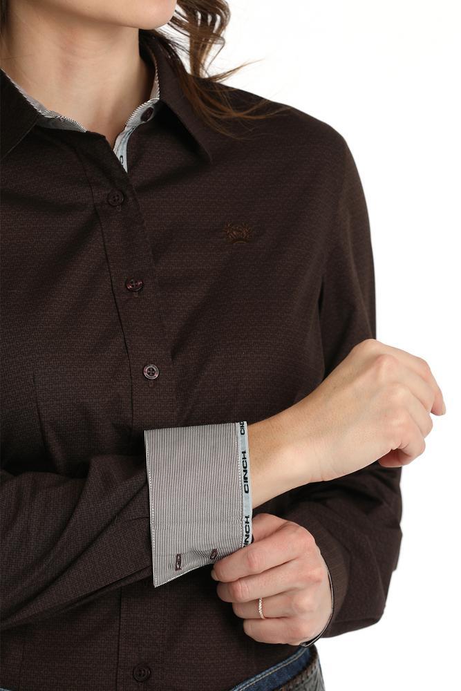 Cinch® Ladies' L/S Brown Geo Print Button Shirt Product Image