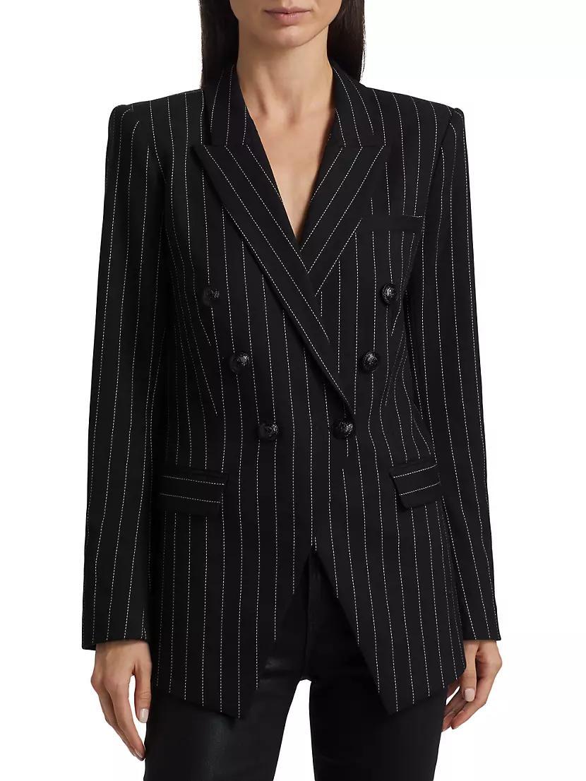 Kendi Pinstriped Double-Breasted Blazer Product Image