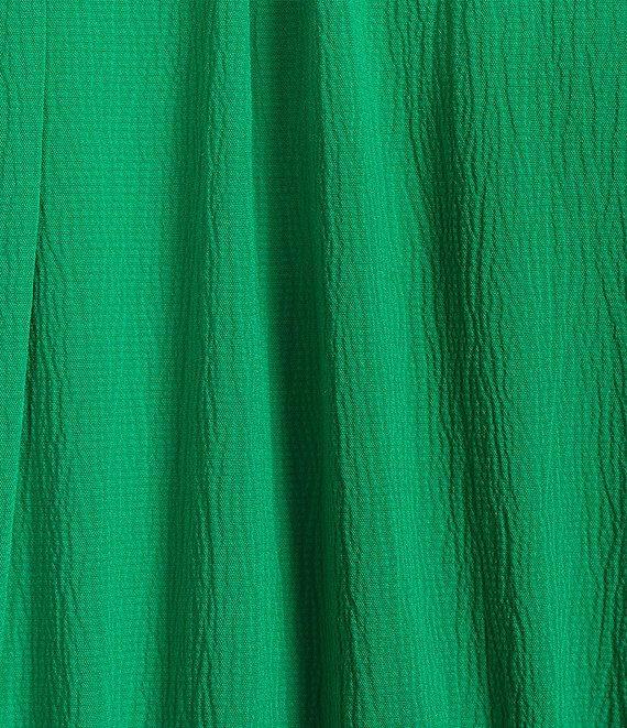 Current Air Woven Stretch Round Neck 3/4 Sleeve Smocked Waist A-Line Midi Dress Product Image