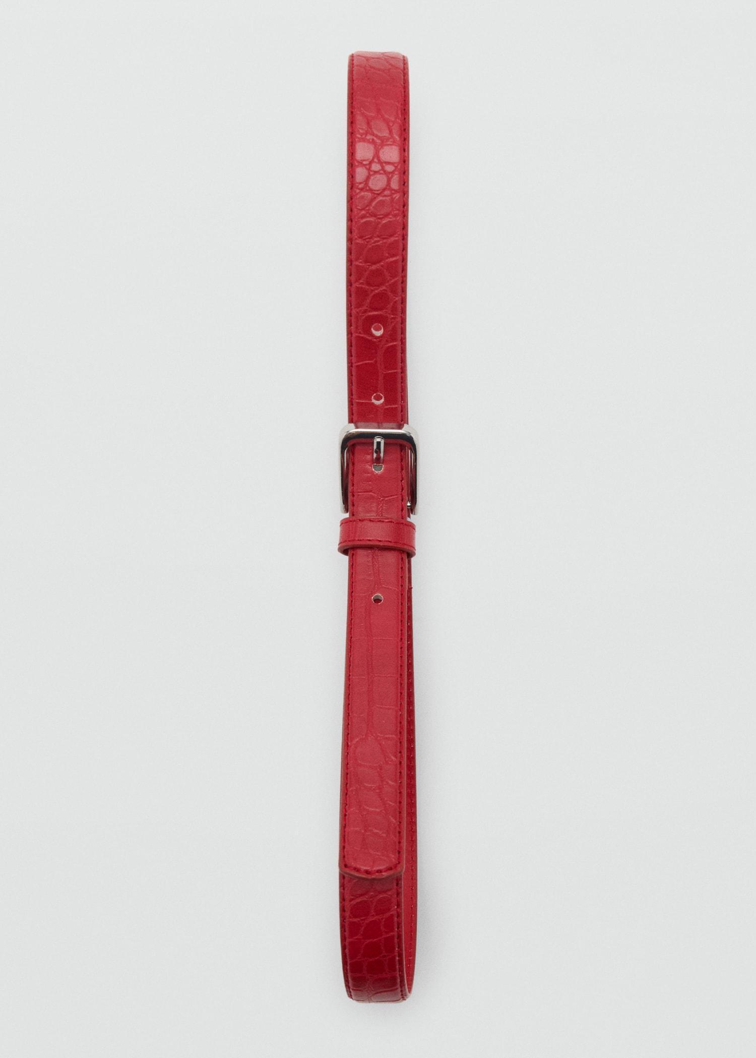 Fine croco leather-effect belt - Women | MANGO USA Product Image