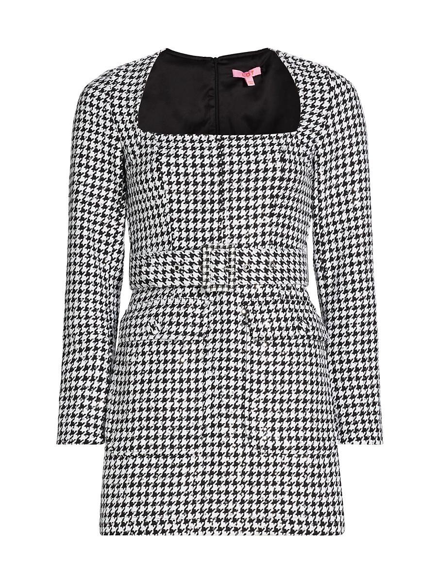Womens Amanda Houndstooth Belted Sheath Dress Product Image