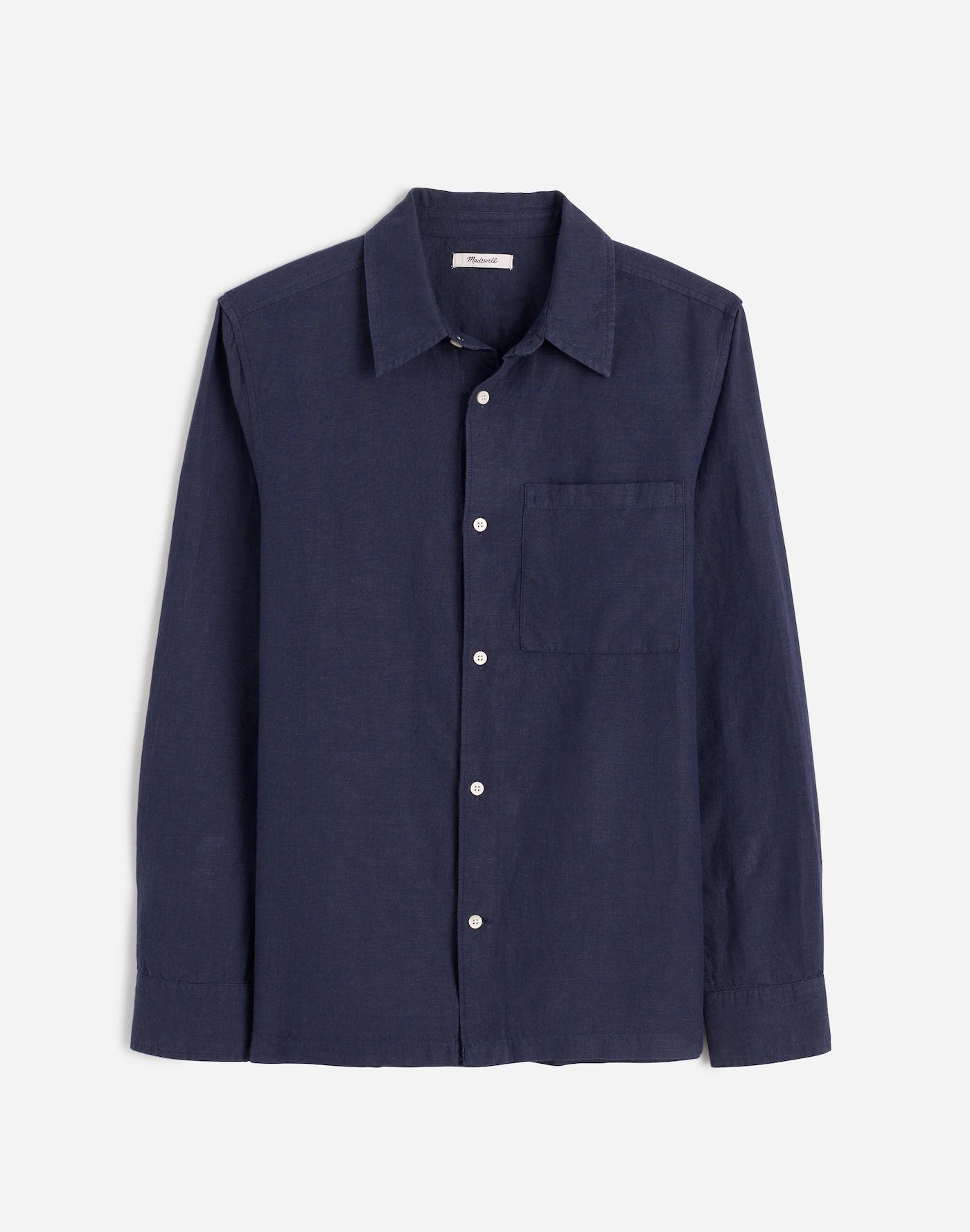 Button-Up Shirt in Cotton-Linen Blend Product Image