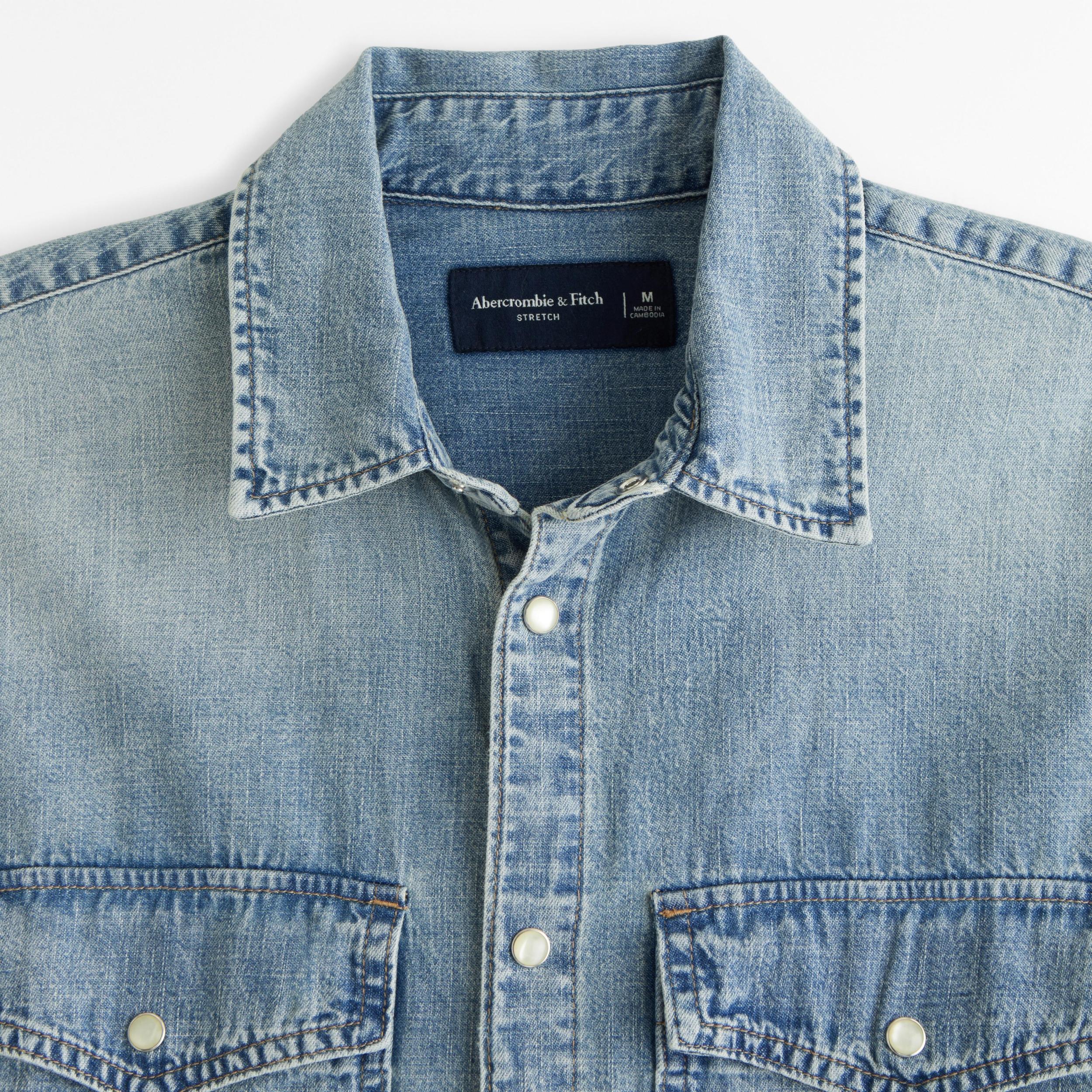 Western Denim Button-Up Shirt Product Image