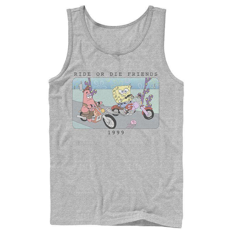 Men's Nickelodeon SpongeBob SquarePants Ride Or Die Friends 1999 Portrait Graphic Tank Top, Size: Small, Grey Product Image