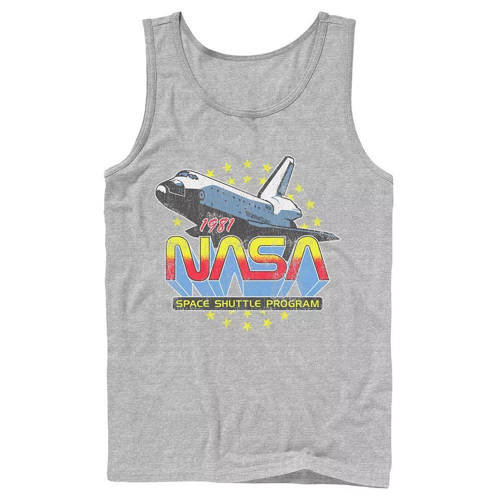 Men's NASA Retro Space Shuttle Program Graphic Tank Top, Size: Large, Athletic Grey Product Image