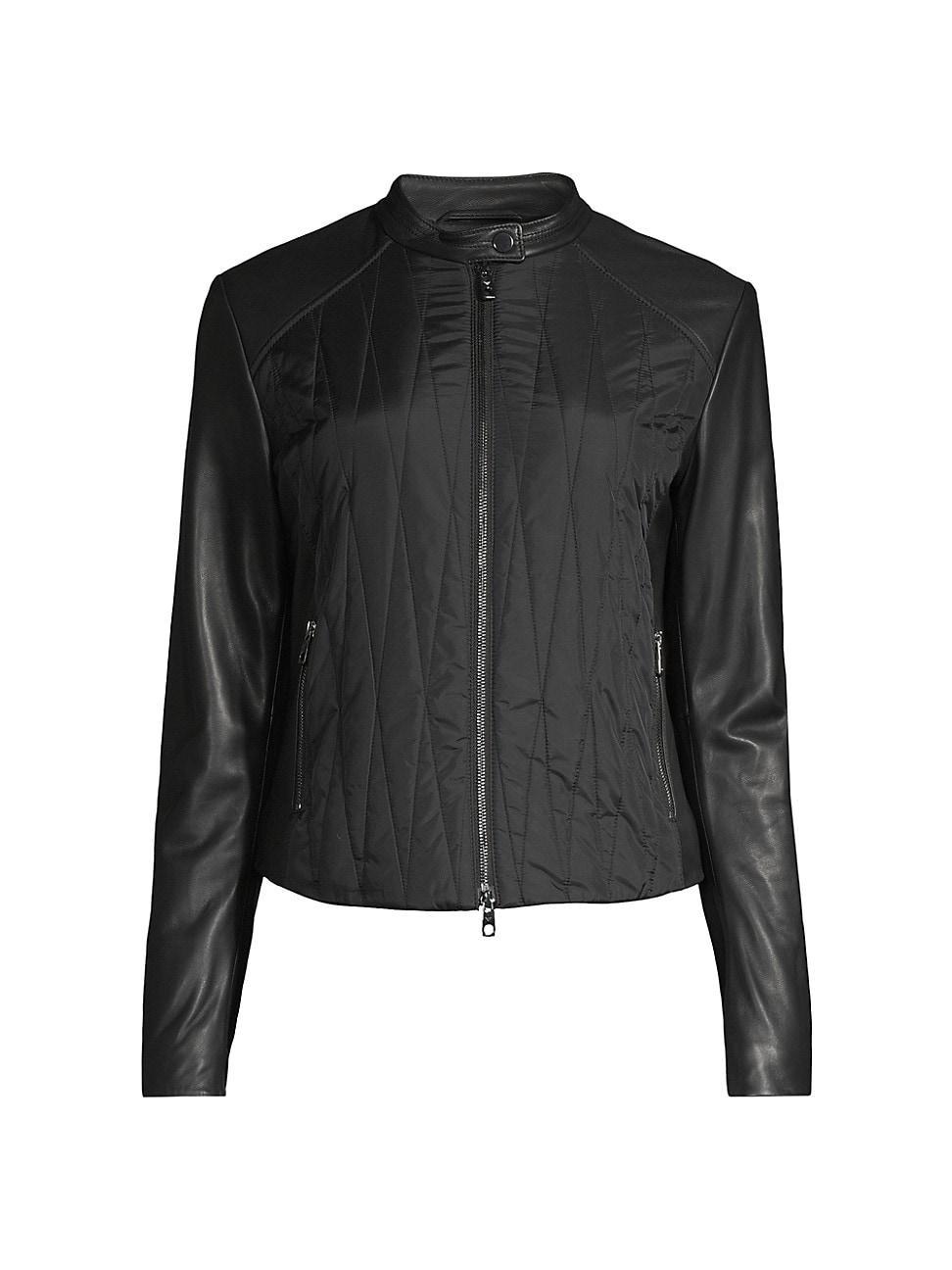 Quilted Nylon & Leather Moto Jacket Product Image