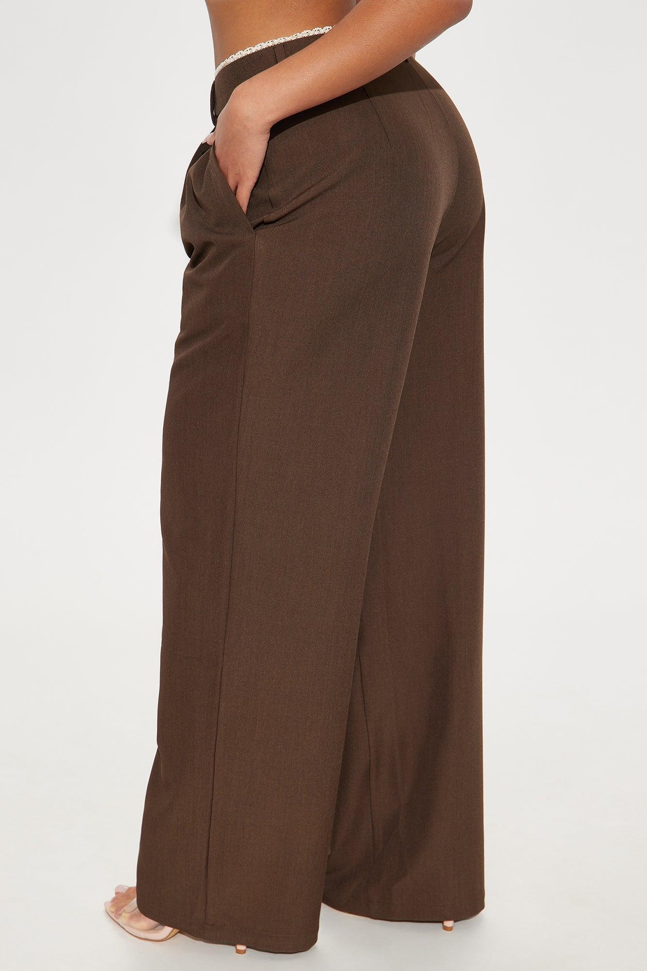 Sweet Promises Lace Trim Trouser - Brown Product Image