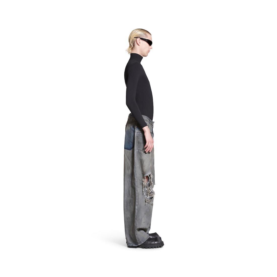 Patched Pockets Baggy Jeans in Blue Product Image
