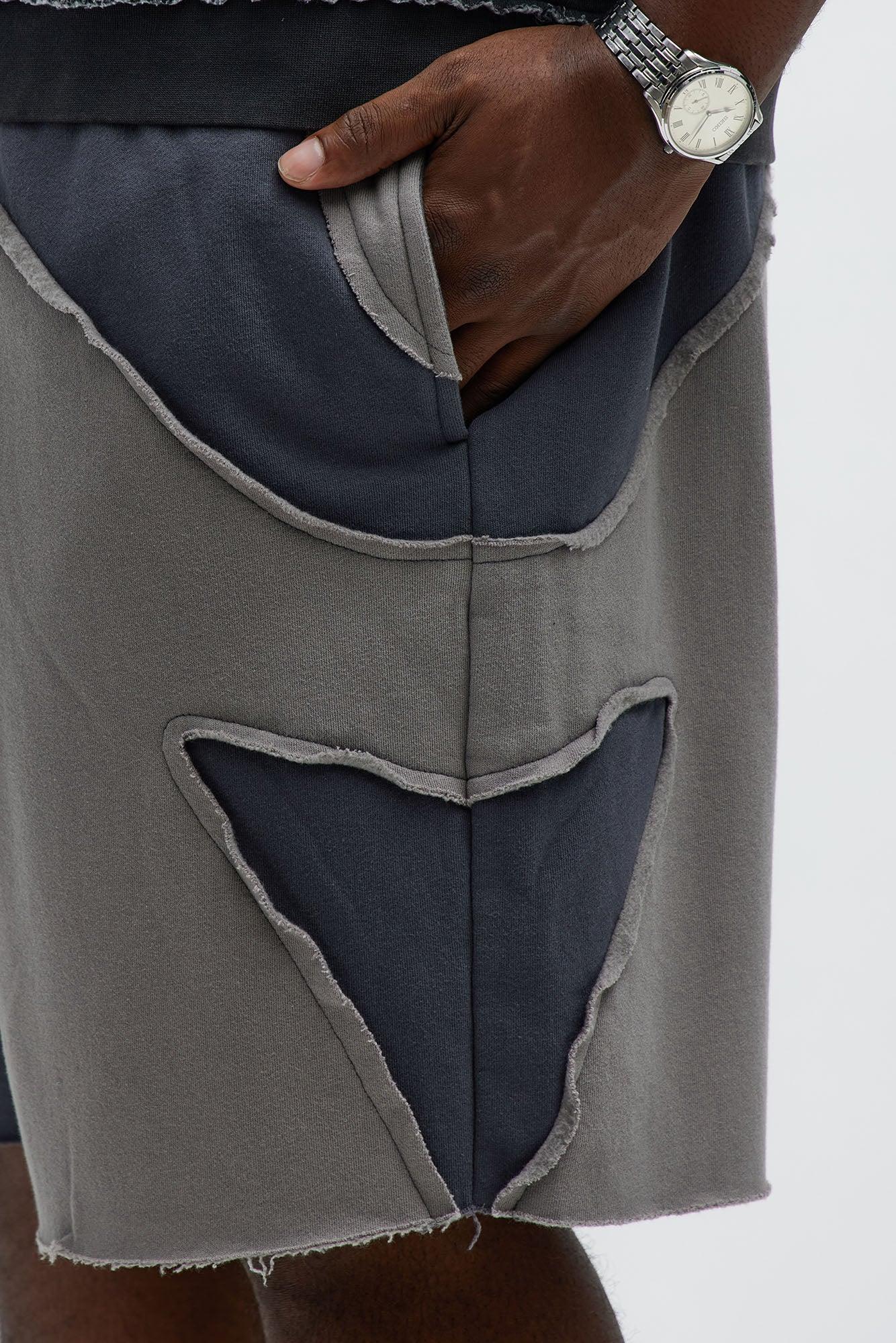 Patchwork Baggy Sweatshort - Grey Product Image