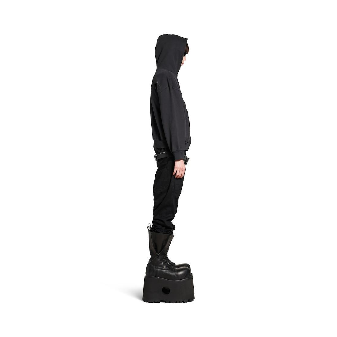 Women's Painted Zip-up Hoodie Regular Fit in Black Faded Product Image