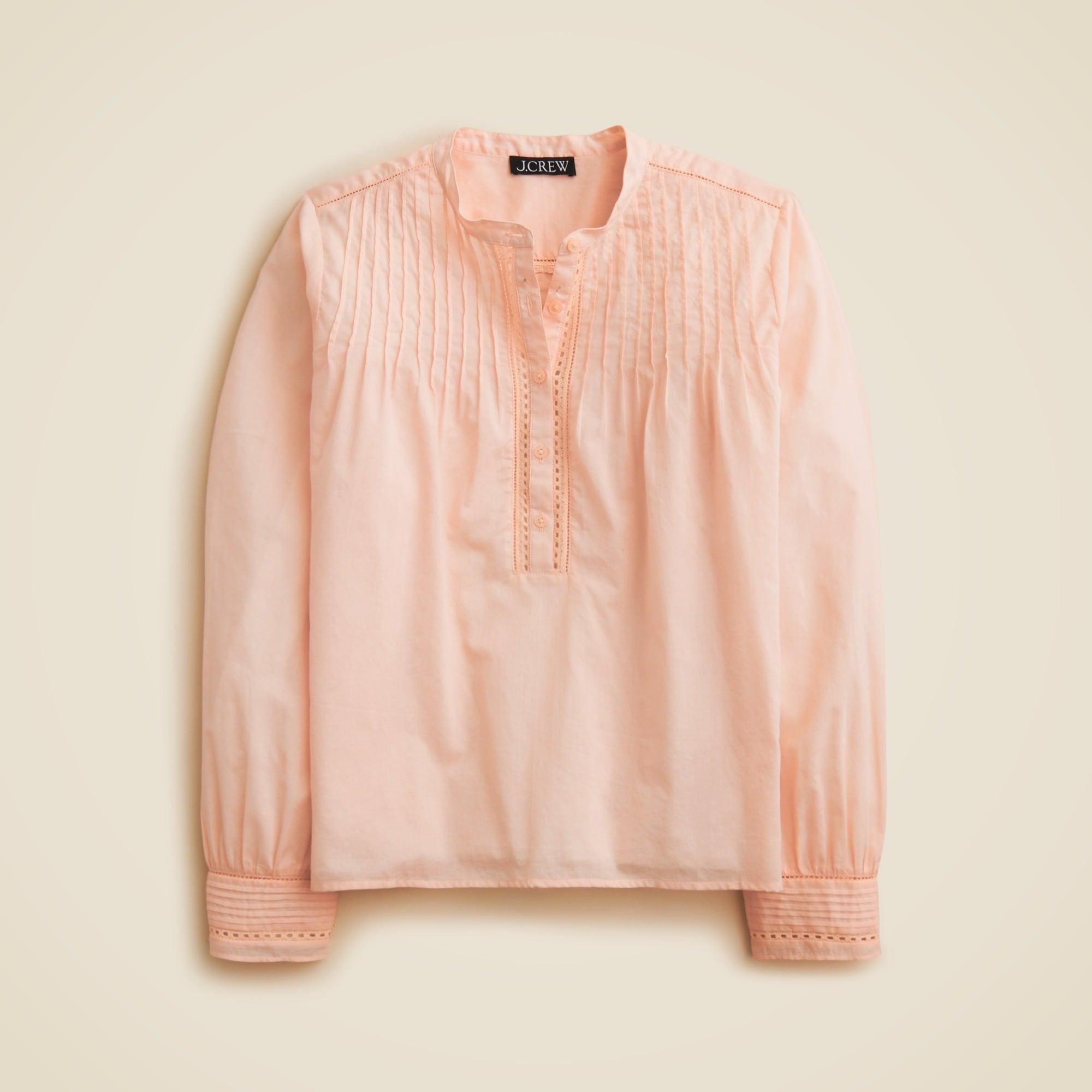 Pintuck lace-trim top in cotton voile Product Image