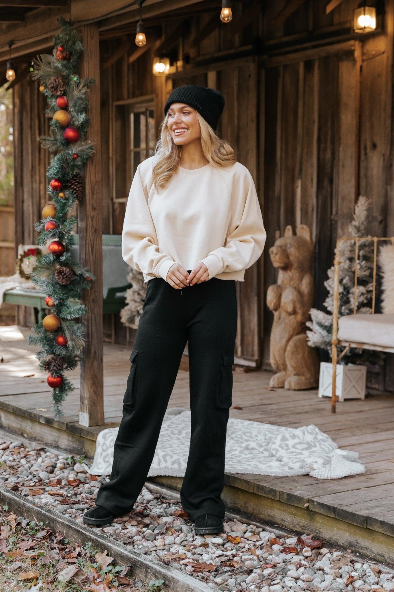 Jenna Cream Fleece Sweatshirt - DOORBUSTER Product Image