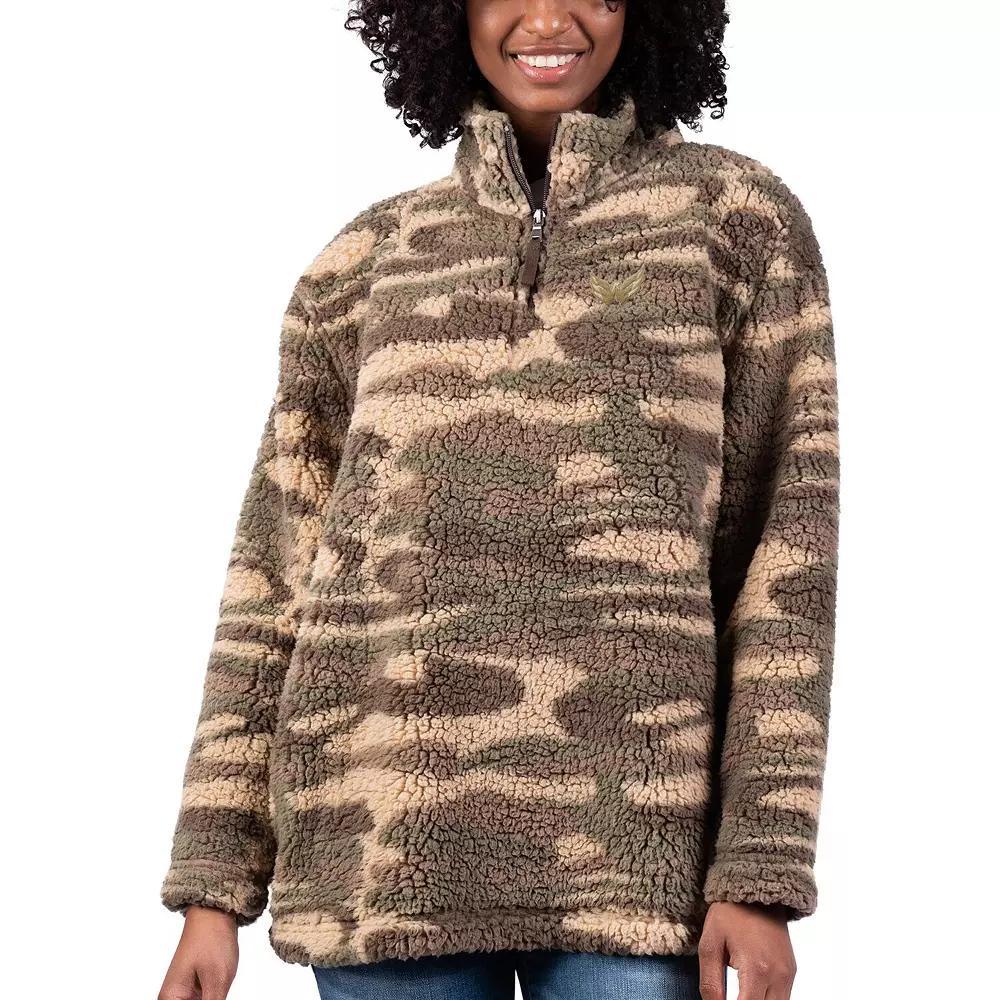 Women's G-III Sports by Carl Banks Camo Washington Capitals Sherpa Quarter-Zip Jacket, Size: Small, Green Product Image