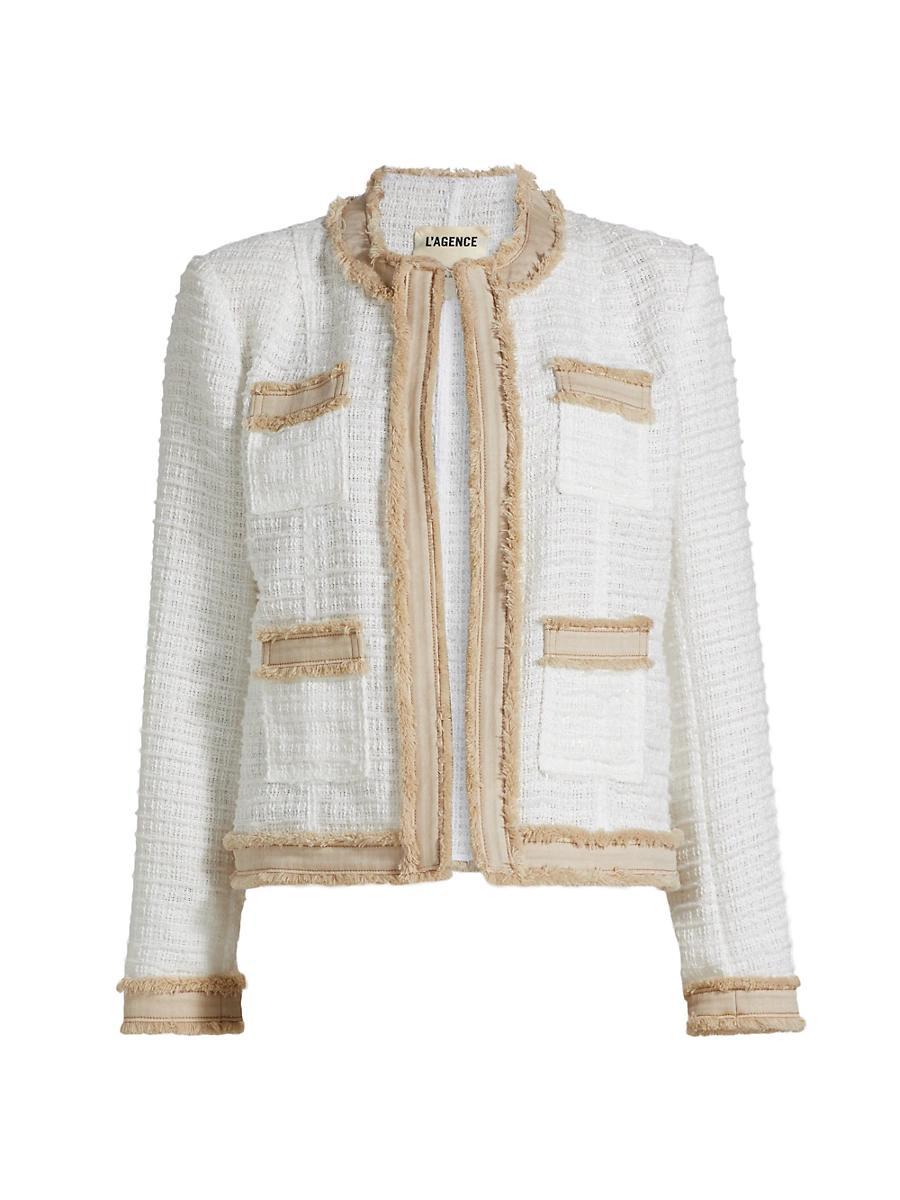 Womens Agnes Tweed Denim Tipped Jacket Product Image