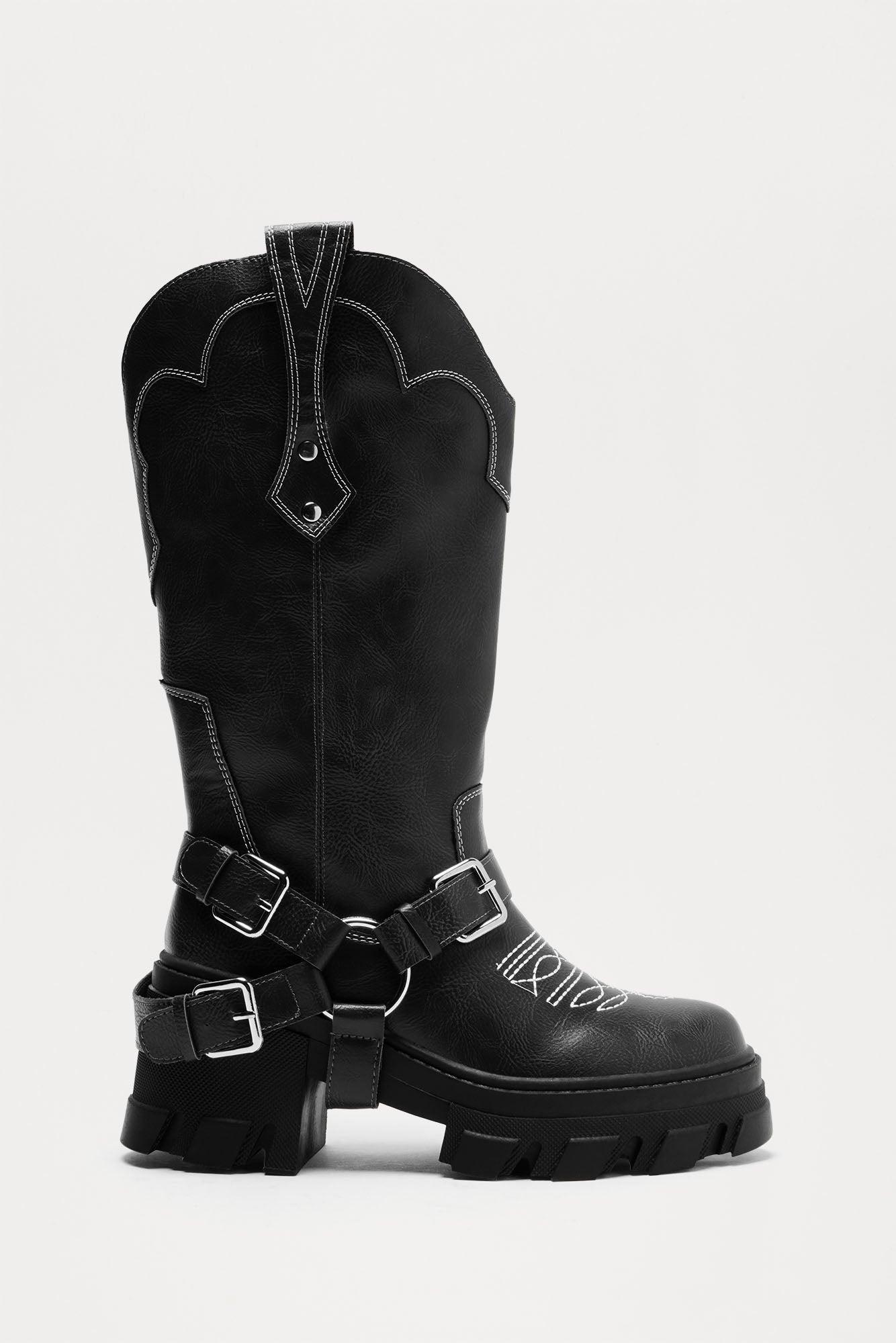 Zander Knee High Boots - Black Product Image