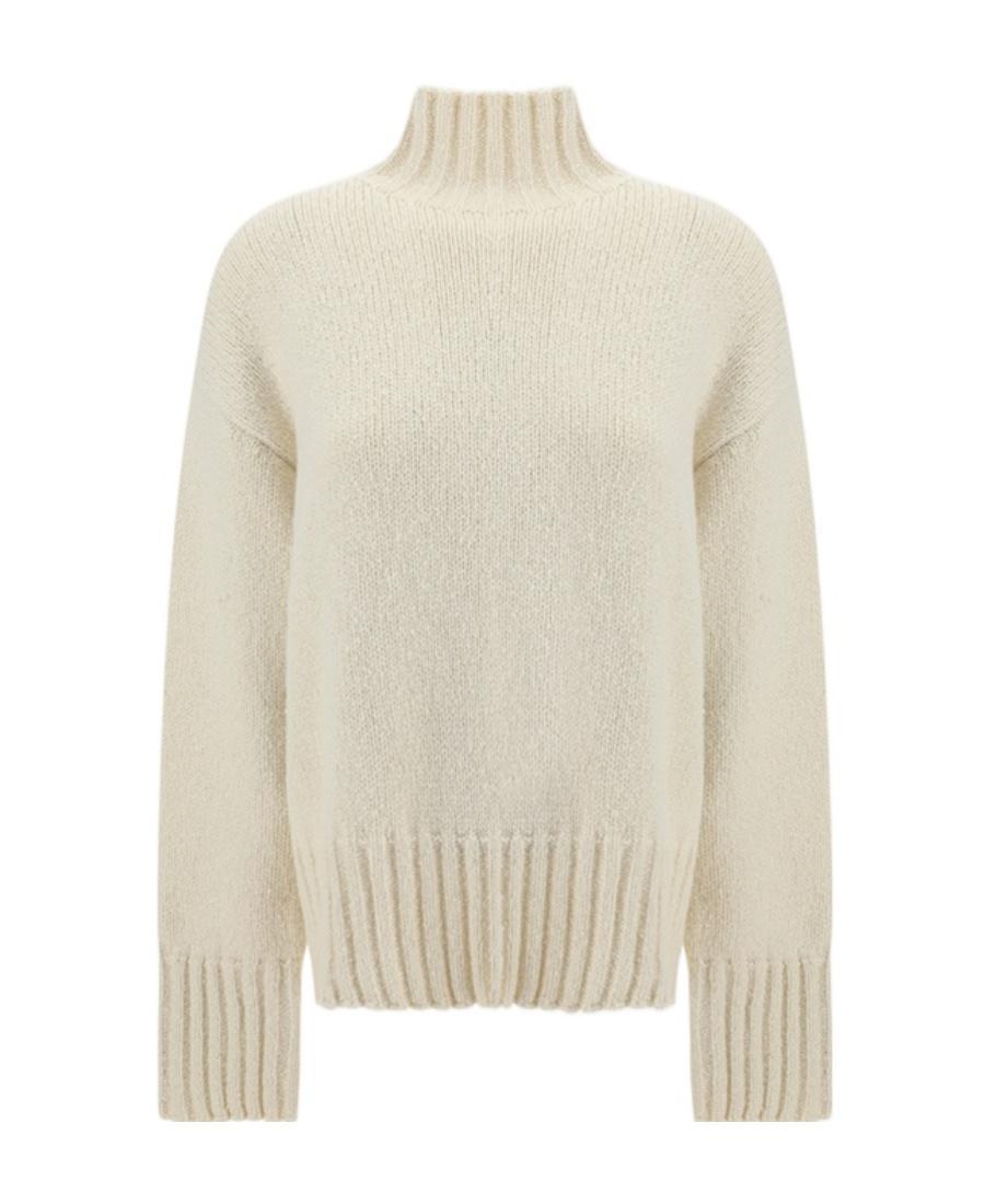 JIL SANDER Slit-sleeves High-neck Jumper In White Product Image