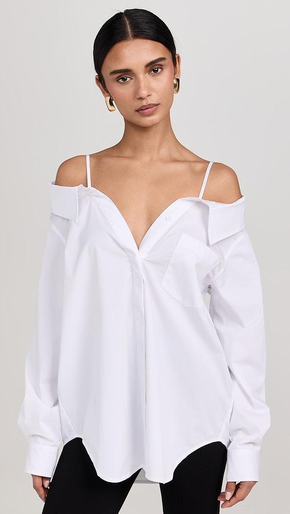 Good American Poplin Off Shoulder Shirt | Shopbop Product Image
