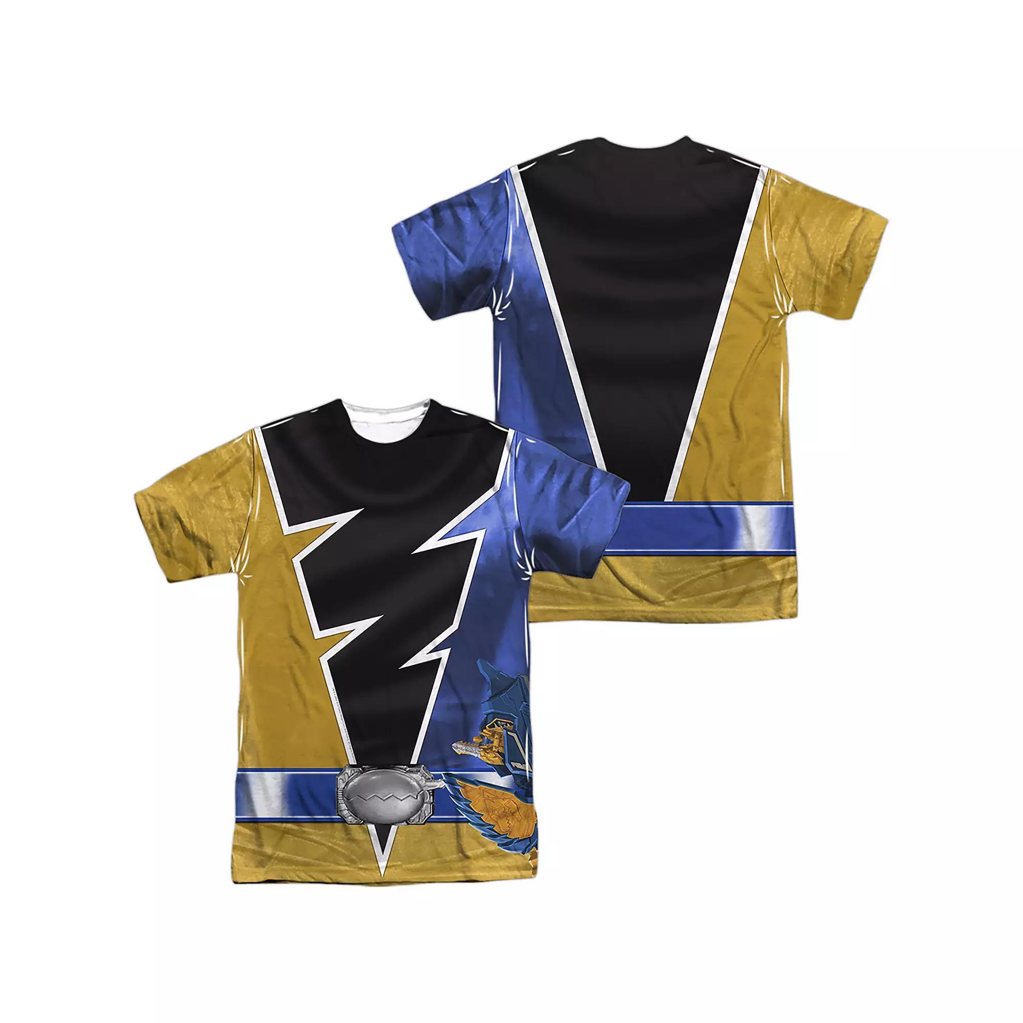 Men's Power Rangers: Dino Fury Gold Ranger Costume Sublimated Graphic Tee, Size: Small, Black Product Image
