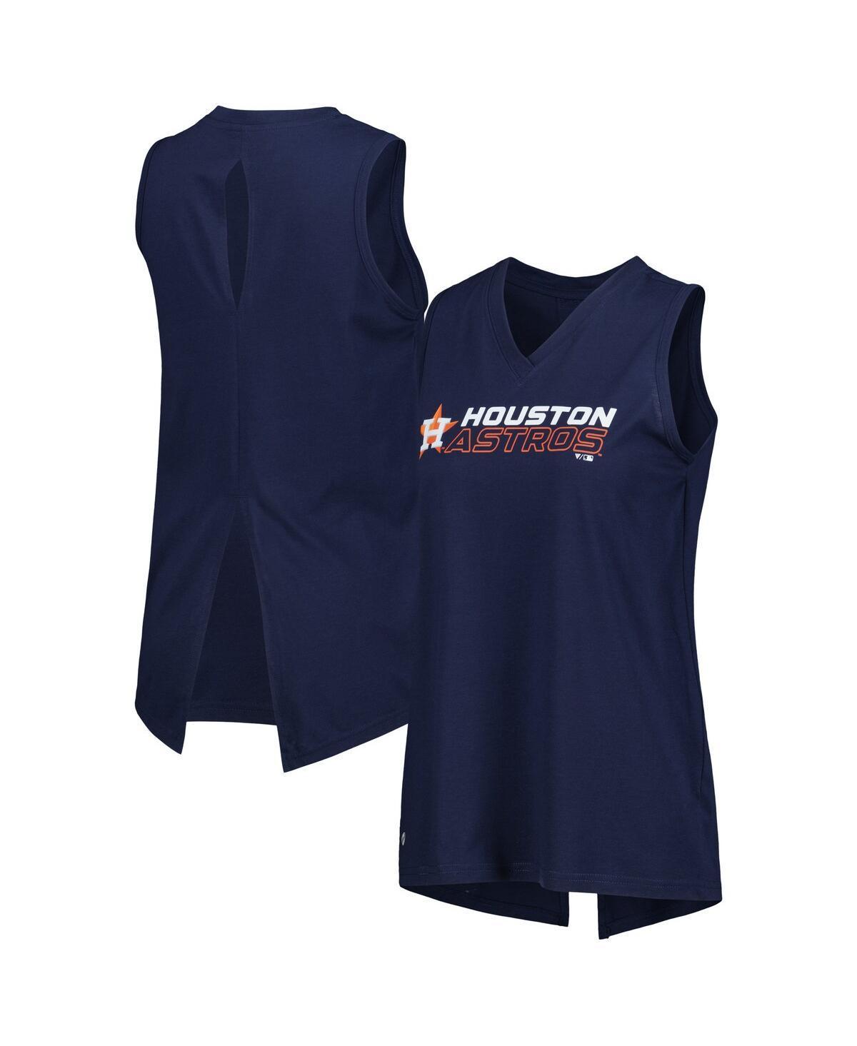 Women's Levelwear  Navy Houston Astros Paisley Chase V-Neck Tank Top, Size: Medium, Blue Product Image