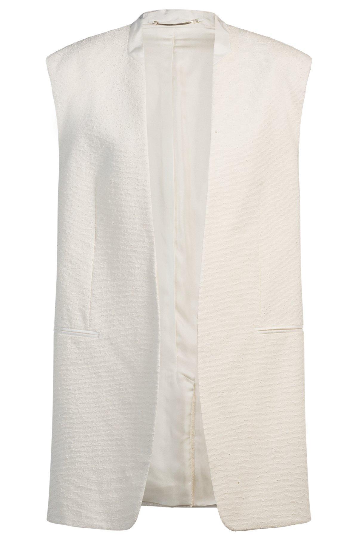 Relaxed-fit sleeveless blazer in Italian bouclé Product Image