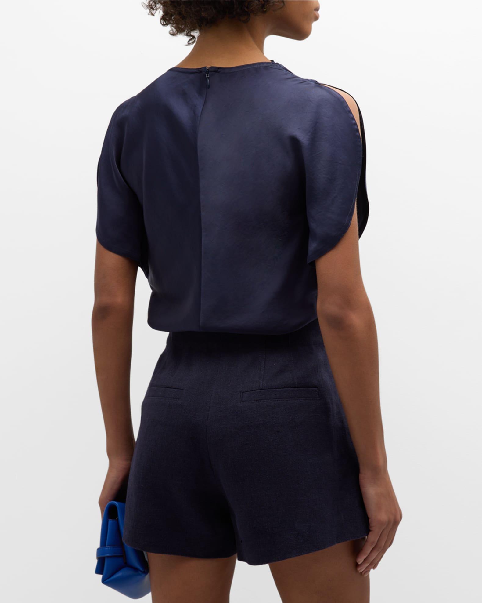 Nadia Satin Petal-Sleeve Top Product Image