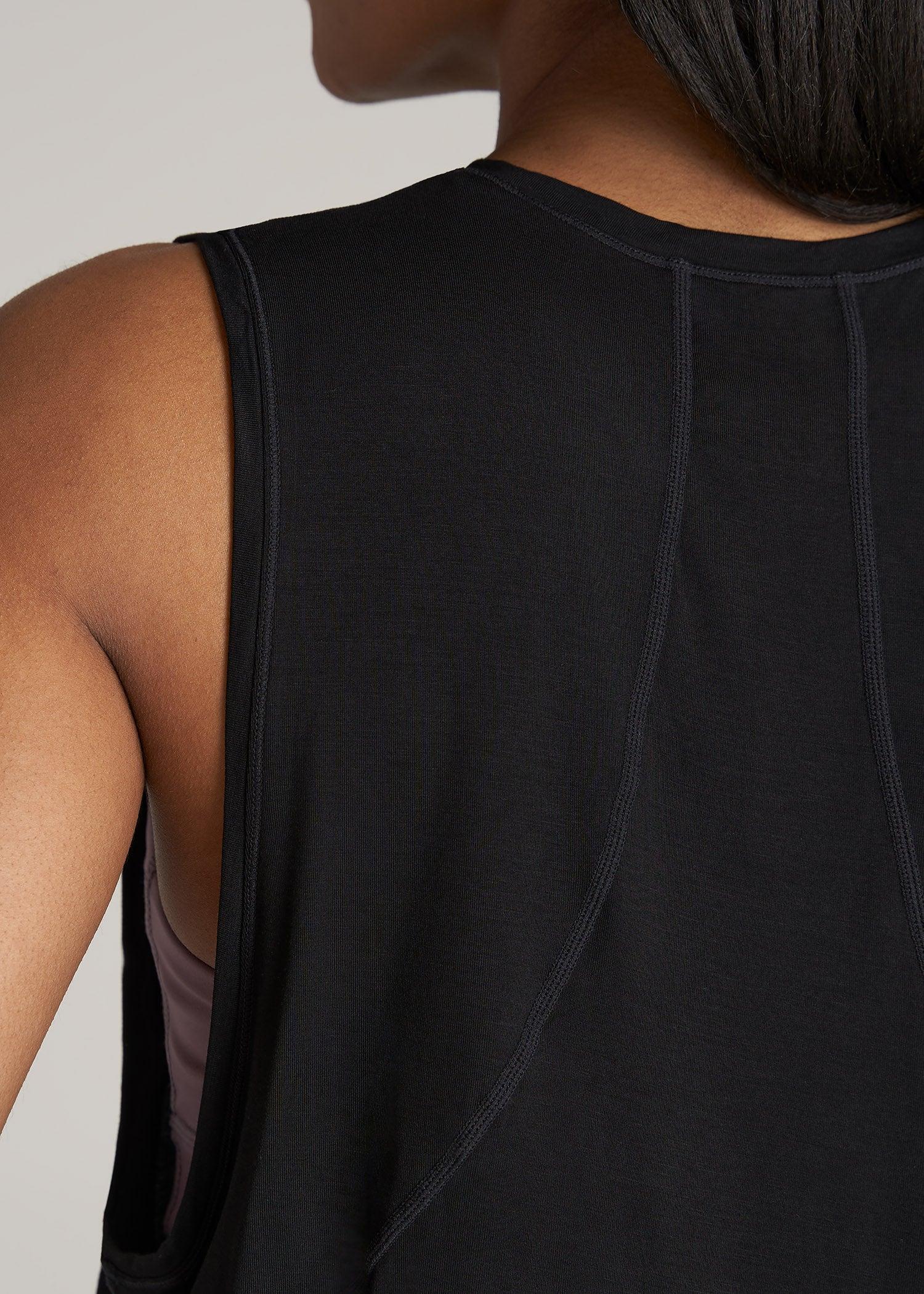 Athletic Cropped Muscle Tank Top for Tall Women in Black Product Image