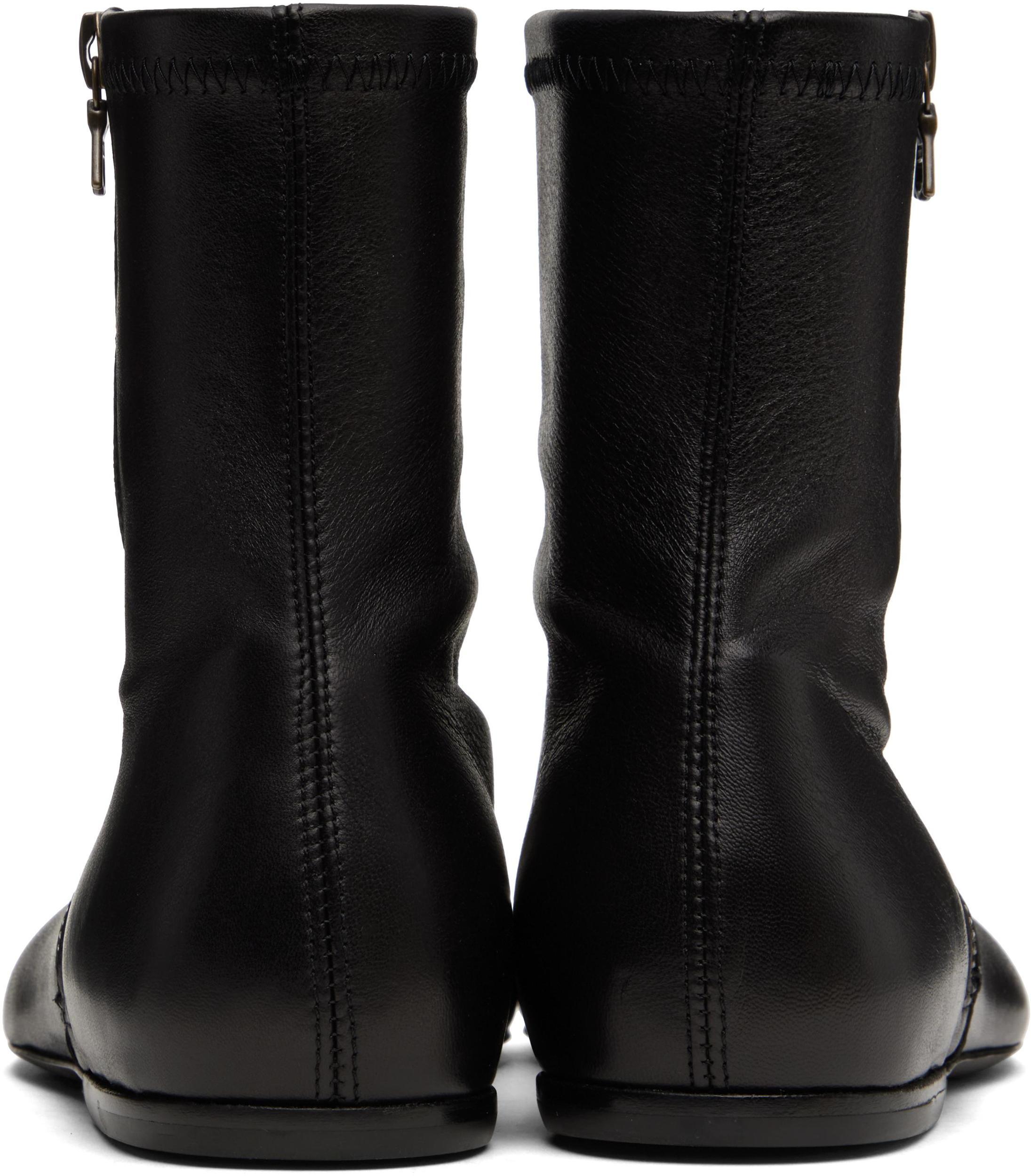 DRIES VAN NOTEN Men's Flat-sole Slim Leather Ankle Boots In Black Product Image