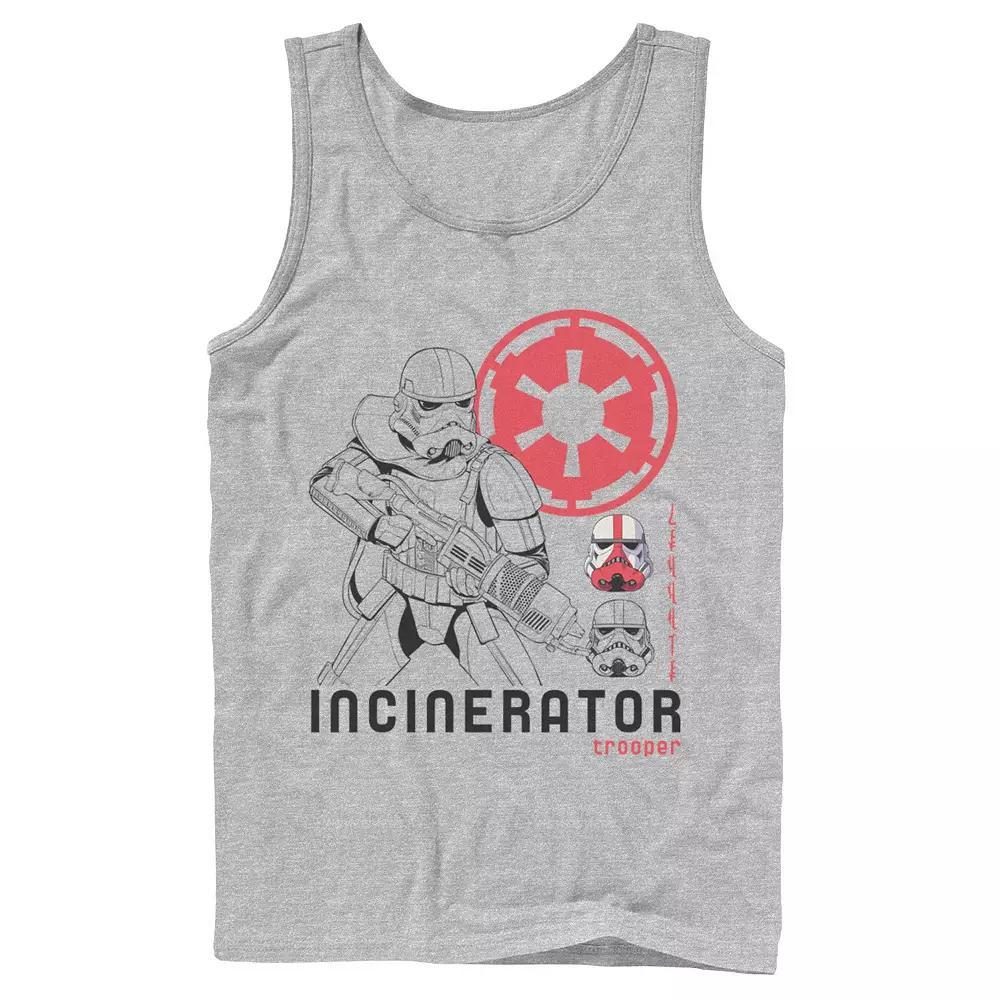 Men's Star Wars The Mandalorian Incinerator Trooper Line Art Tank Top, Size: Large, Athletic Grey Product Image