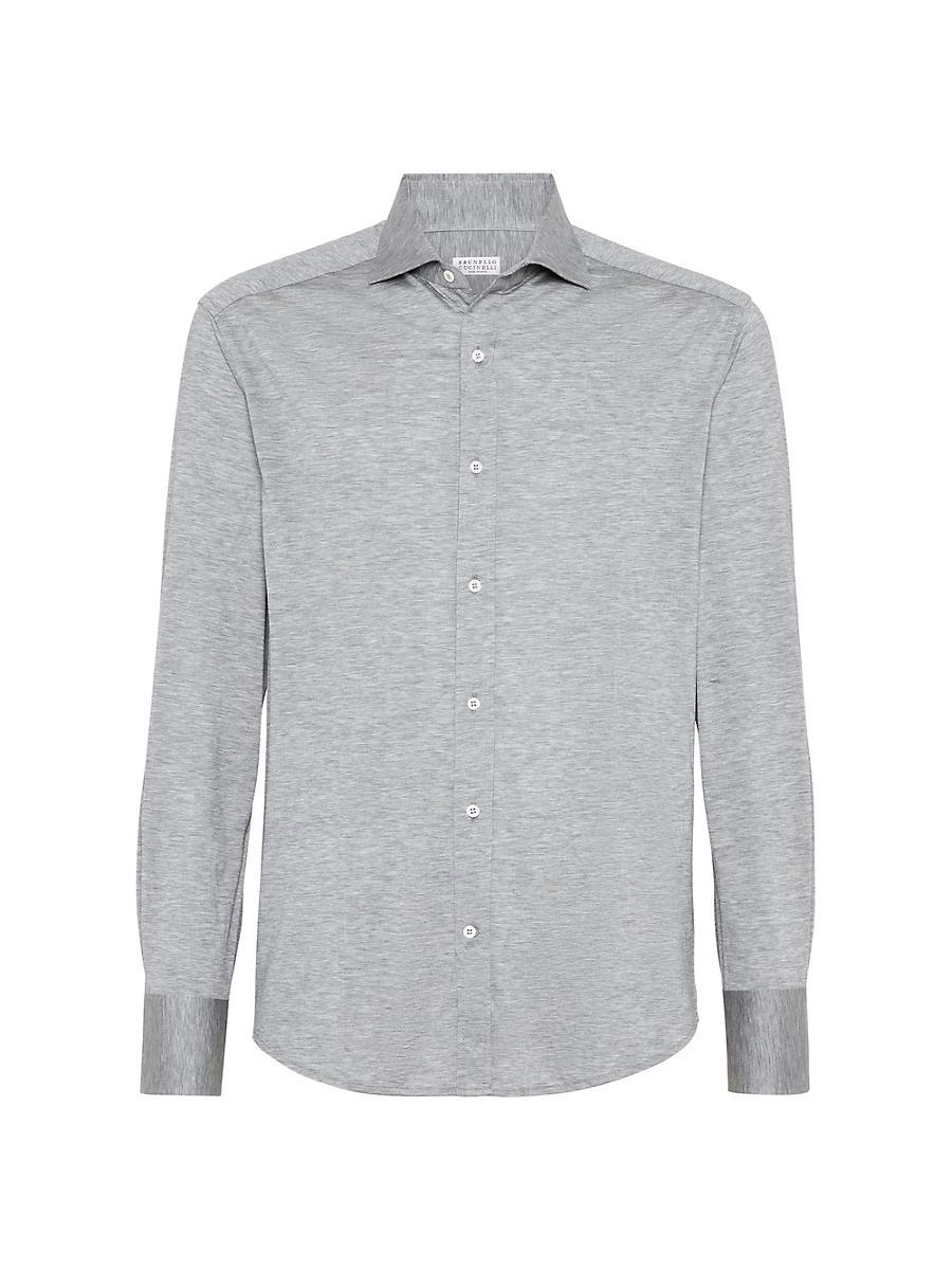Mens Silk and Cotton Jersey Shirt with Spread Collar Product Image