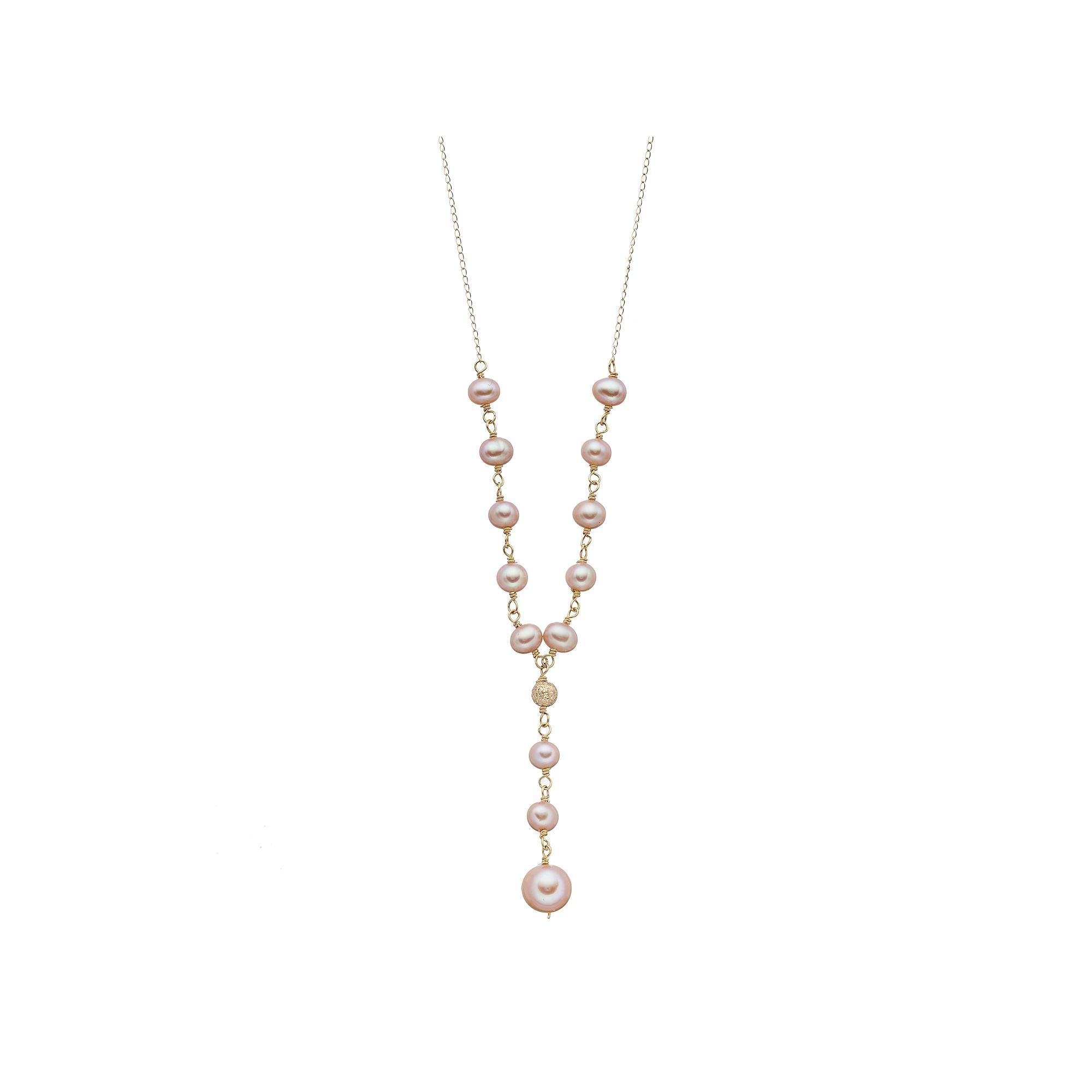 Jewelmak 14k Gold Pink Freshwater Cultured Pearl Y Necklace, Women's, Size: 17" Product Image