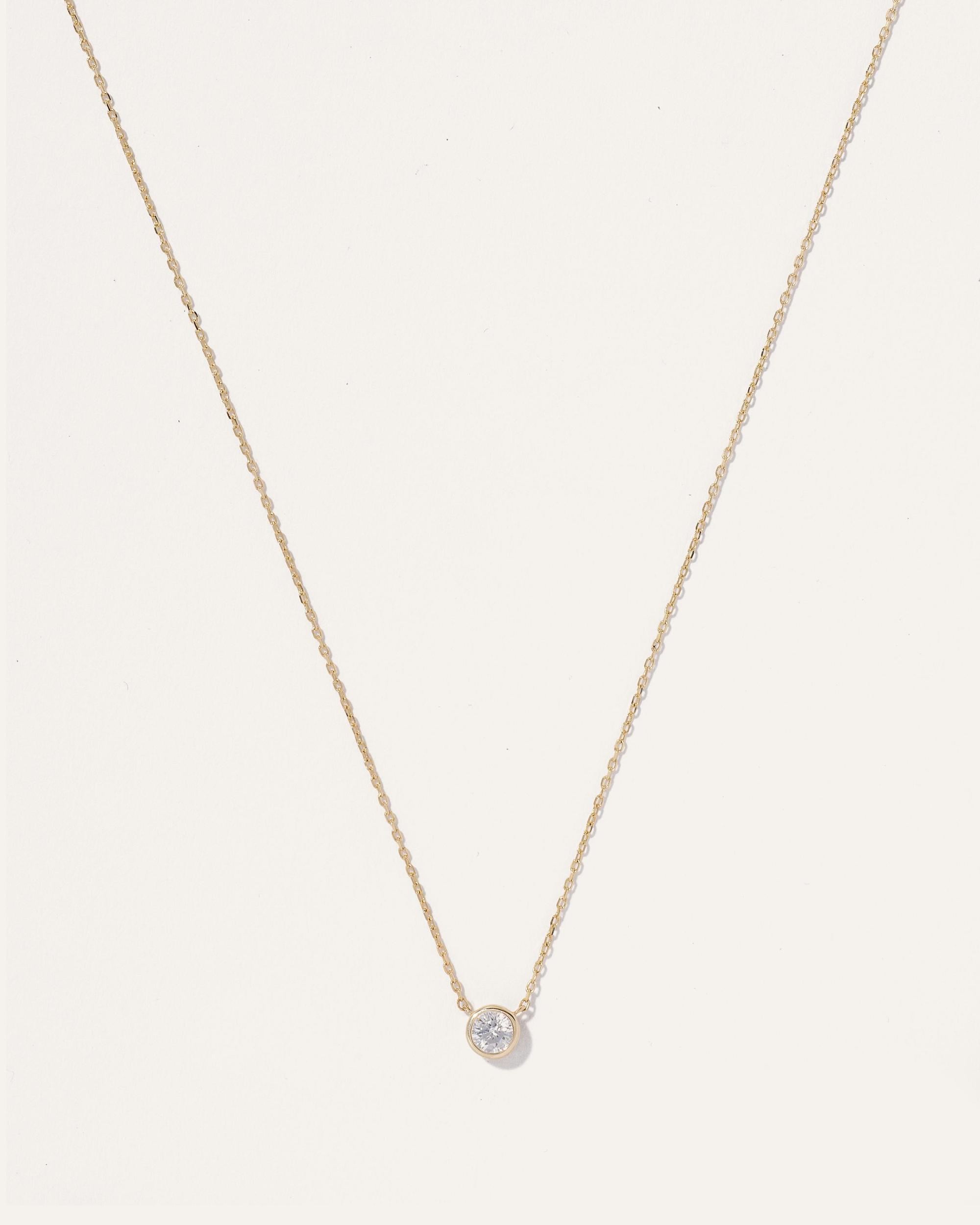 14K Gold Diamond Bezel Necklace Product Image