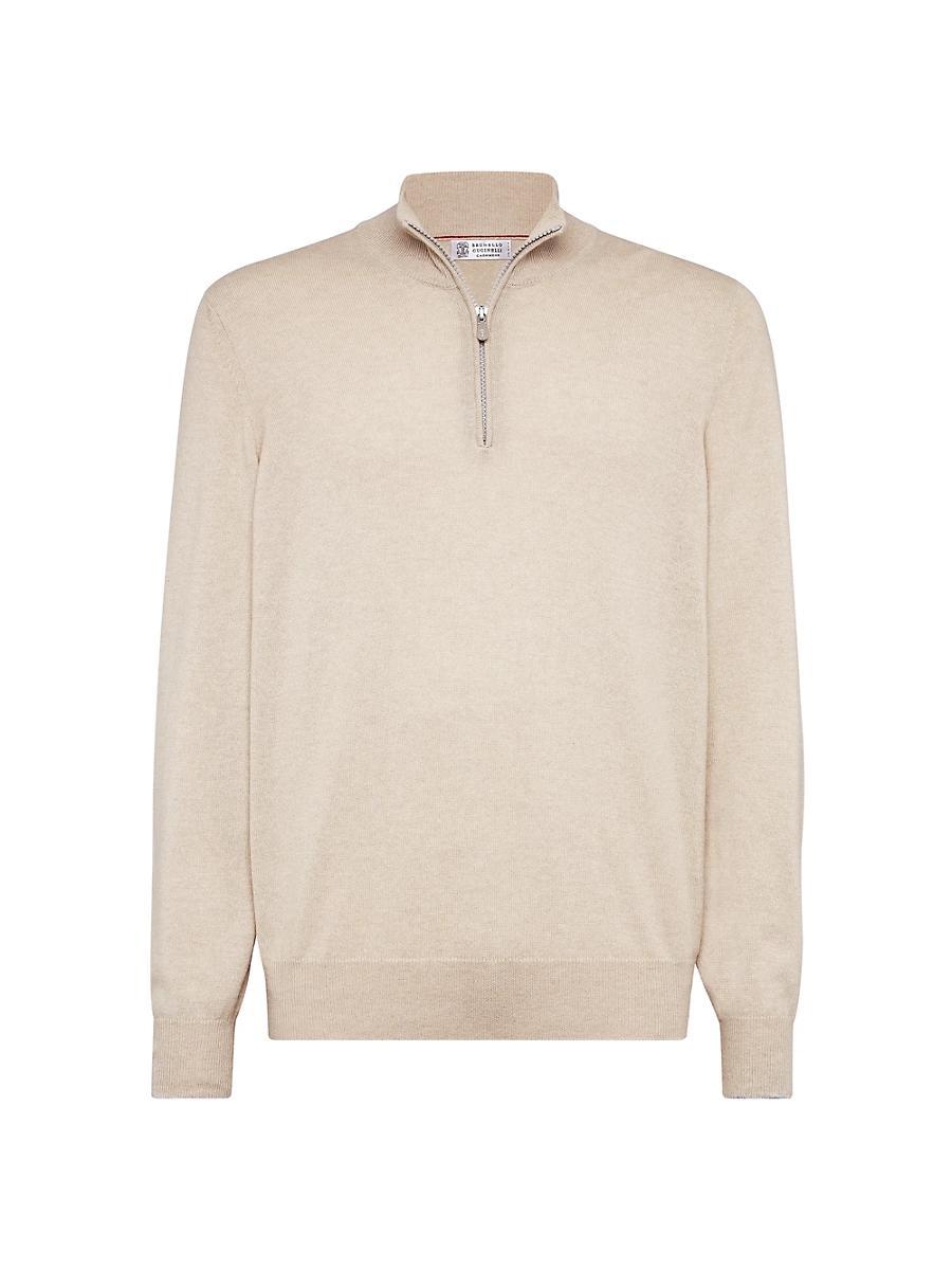 Mens Cashmere Turtleneck Sweater with Half Zip Product Image