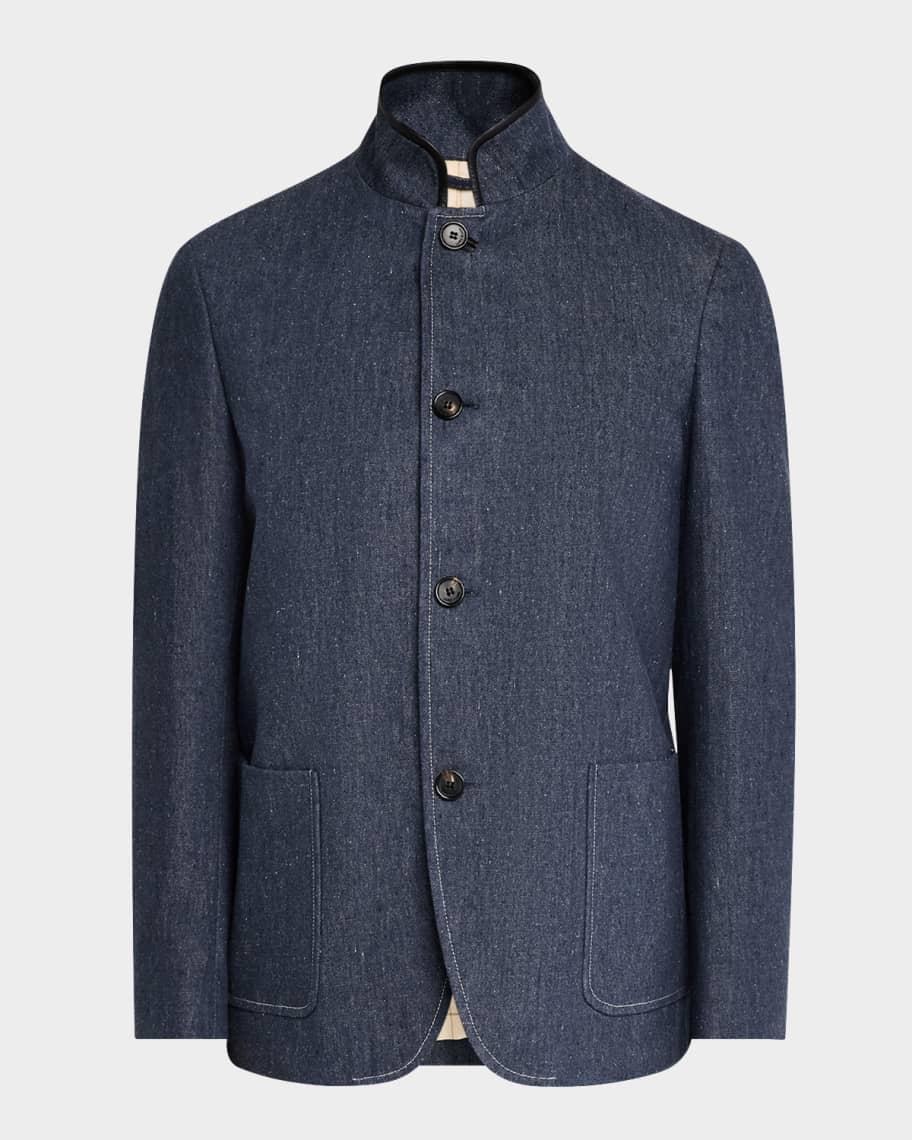Mens Spagna Single-Breasted Denim Jacket Product Image