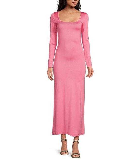 Gianni Bini Column Icon Knit Scoop Neck Long Sleeve Bodycon Dress Product Image