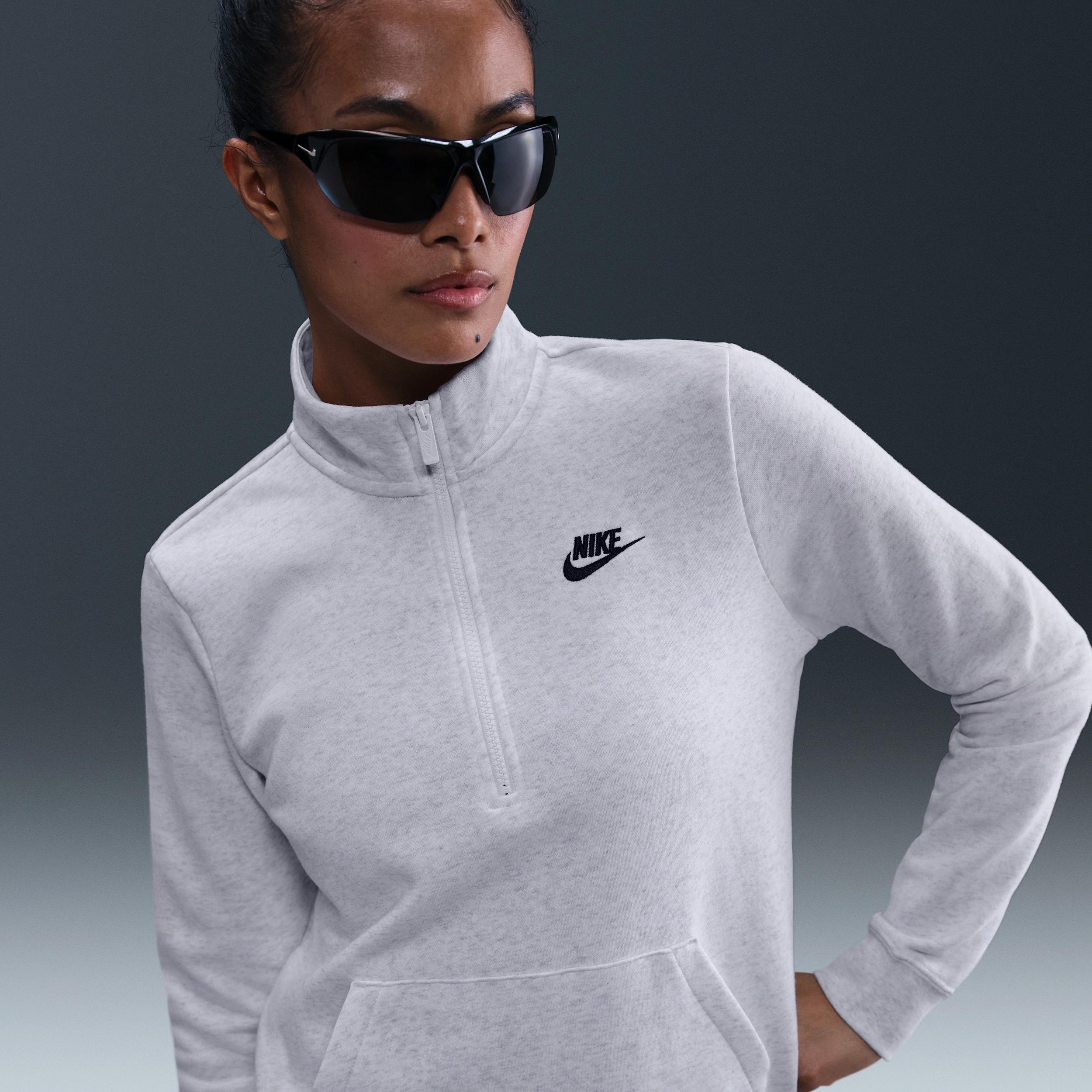 Womens Nike Sportswear Club Fleece Quarter-Zip Sweatshirt Birch Grey Product Image