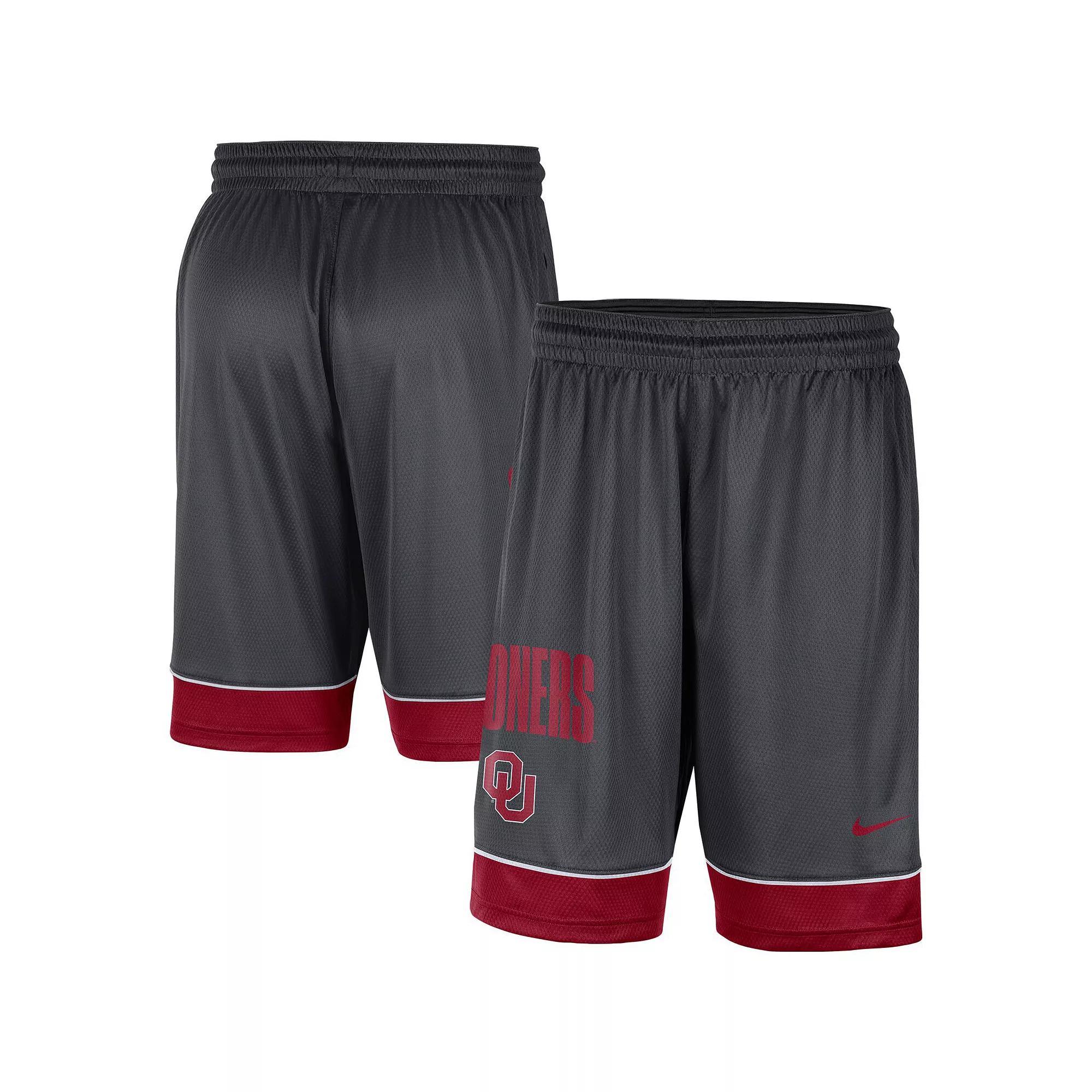 Men's Nike Charcoal/Crimson Oklahoma Sooners Fast Break Performance Shorts, Size: Large Product Image