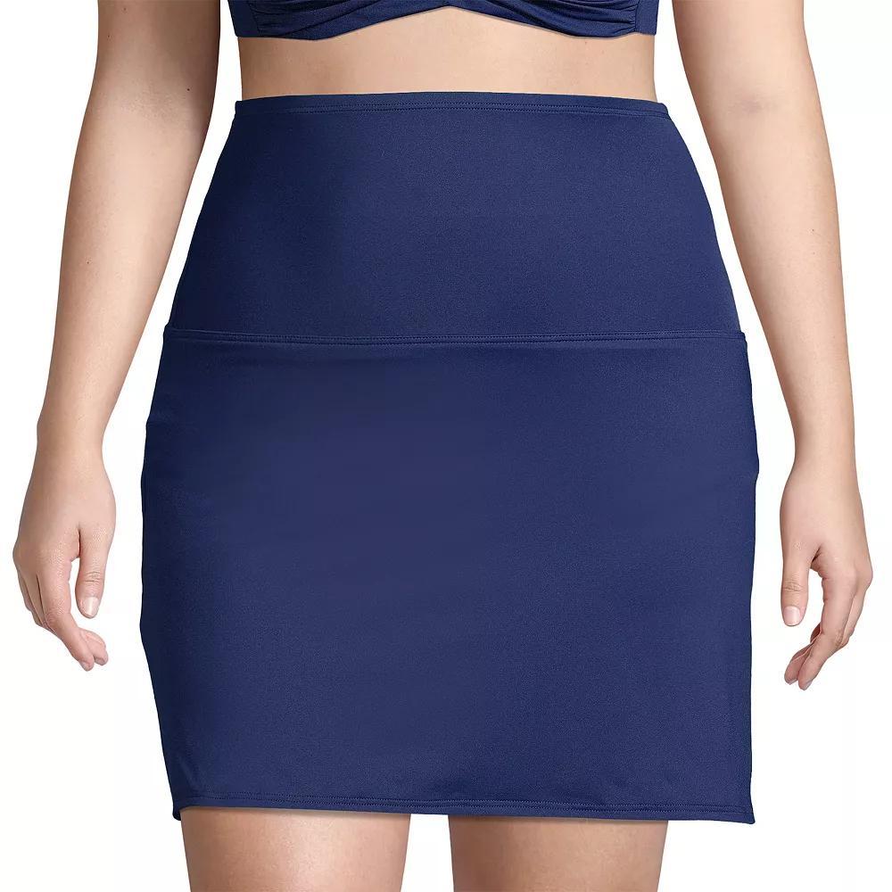 Plus Size Lands' End Tummy Control Ultra High-Waist Swim Skirt, Women's, Size: 24 W, Deep  Blue Product Image