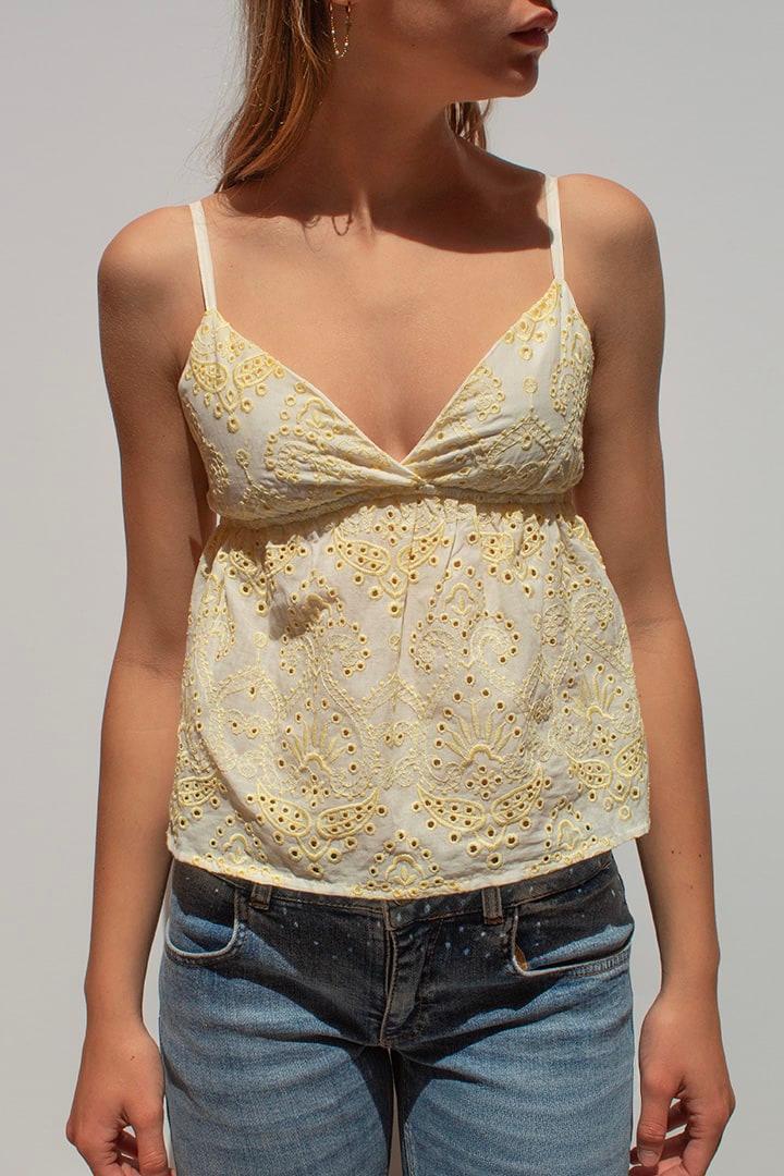 Broderie anglaise V-neck top Product Image