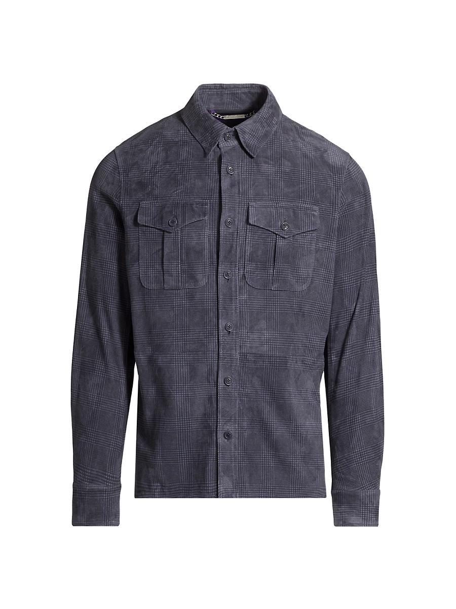 Mens Barron Printed Suede Overshirt Product Image