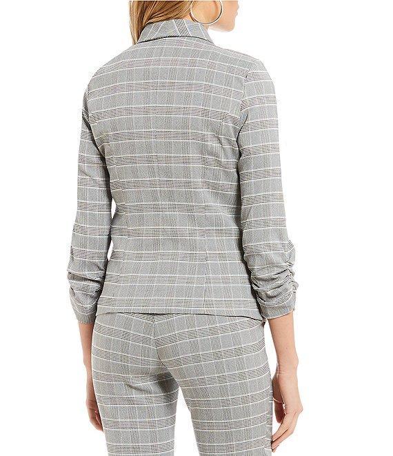 Takara Ruched-Sleeve Coordinating Menswear Suit Separates Plaid Blazer Product Image