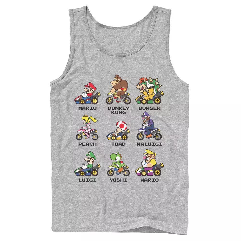 Men's Nintendo Mario Kart Racers Side View Names Tank Top, Size: Large, Black Product Image