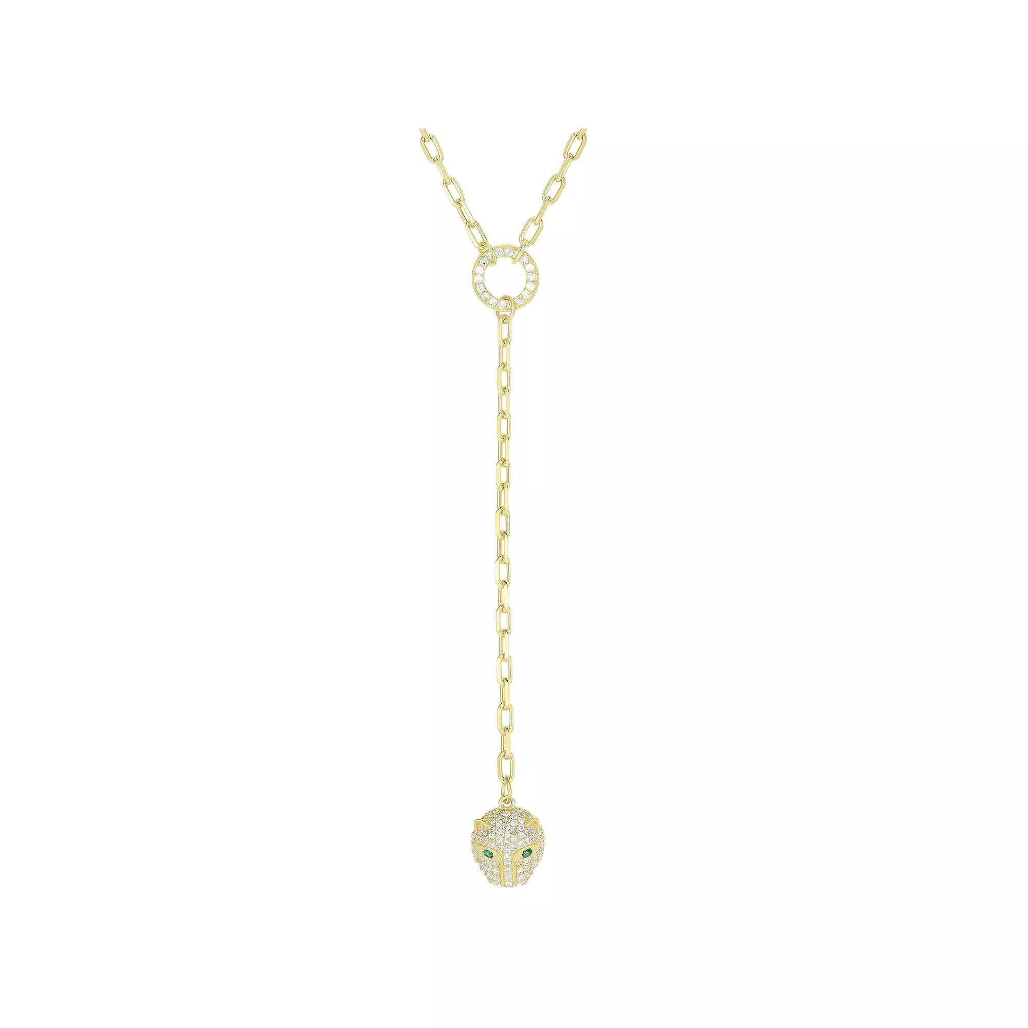 Sunkissed Sterling 14k Gold over Silver CZ Panther Lariat Necklace, Women's, Size: 18", Gold Tone Product Image