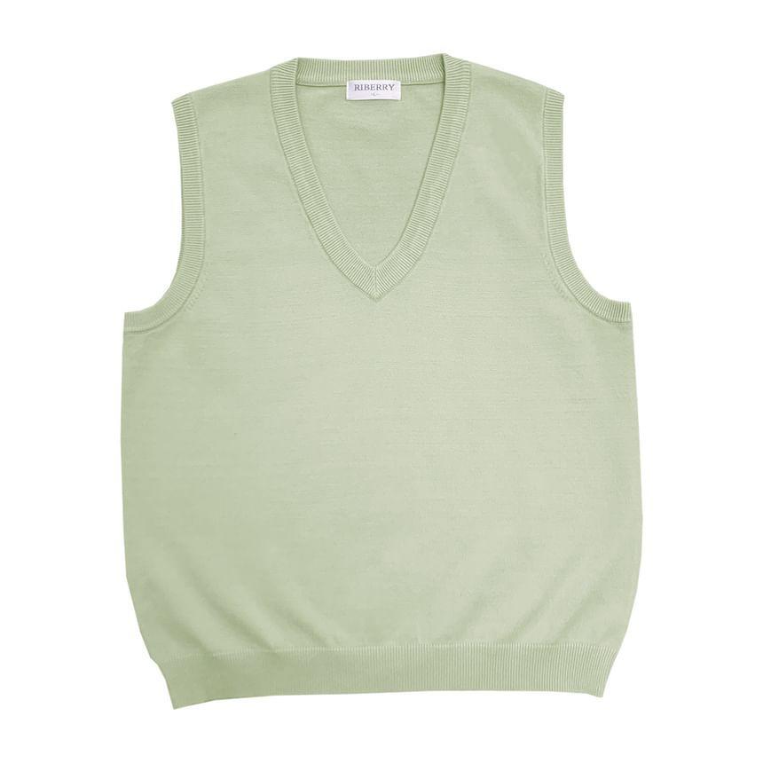 V-Neck Sleeveless Knitted Vest Product Image