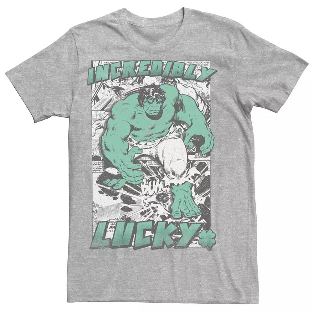 Men's Marvel The Incredible Hulk Incredibly Lucky Graphic Tee, Size: Medium, Athletic Grey Product Image