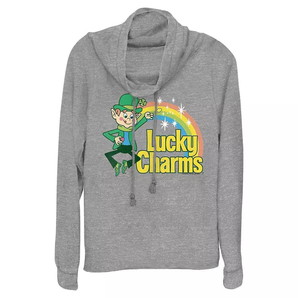 Women's Lucky Charms Cowlneck Graphic Lightweight Long Sleeve, Size: XS, Gray Grey Product Image