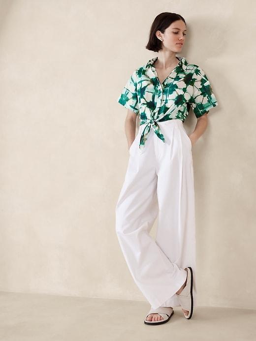 Poplin Tie-Front Cropped Shirt Product Image