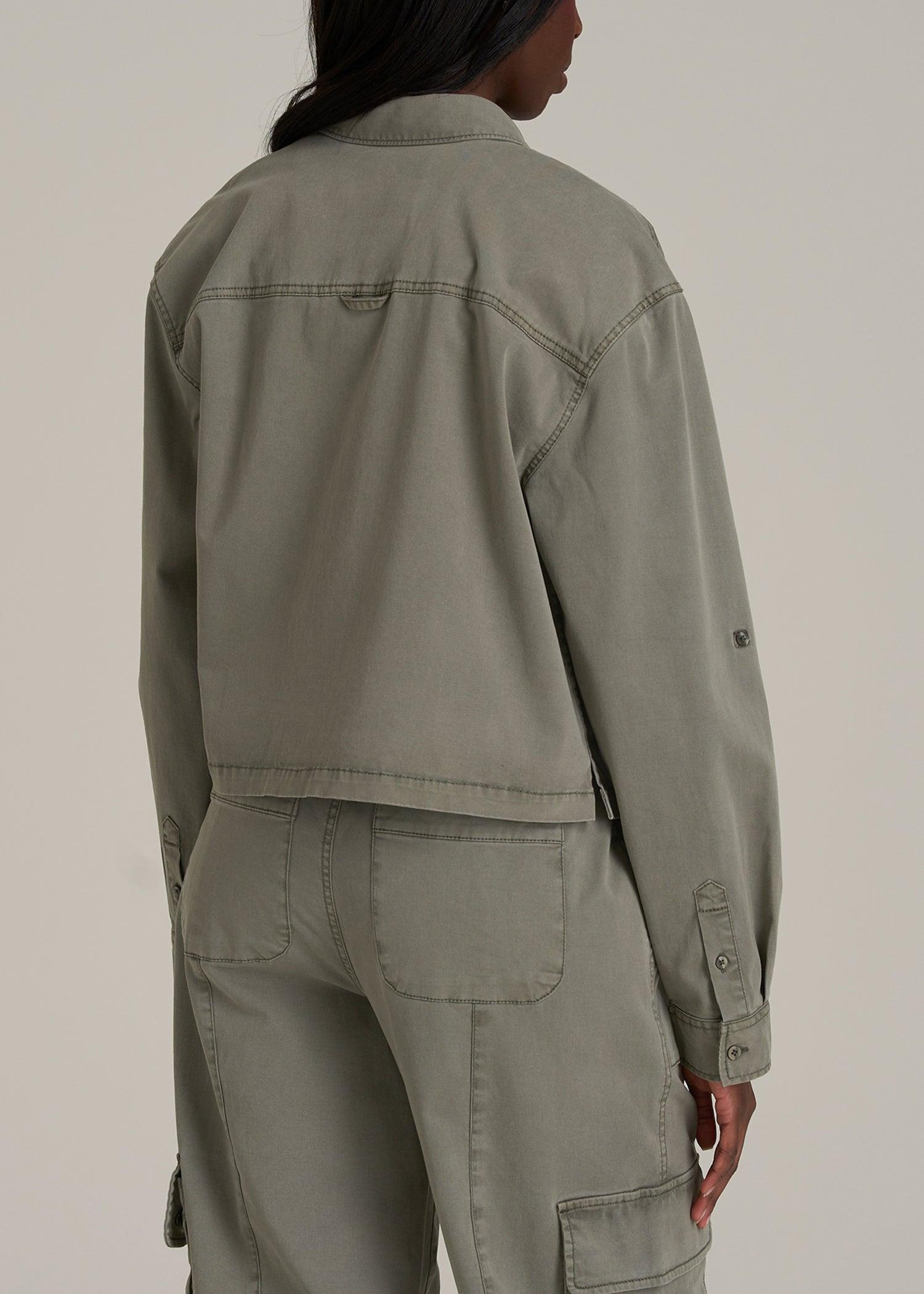 Garment Dyed Utility Shirt for Tall Women in Camper Green Product Image