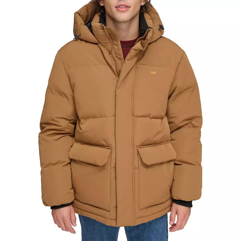 Mens Levis Heavyweight Hooded Puffer Parka Coat Green Product Image